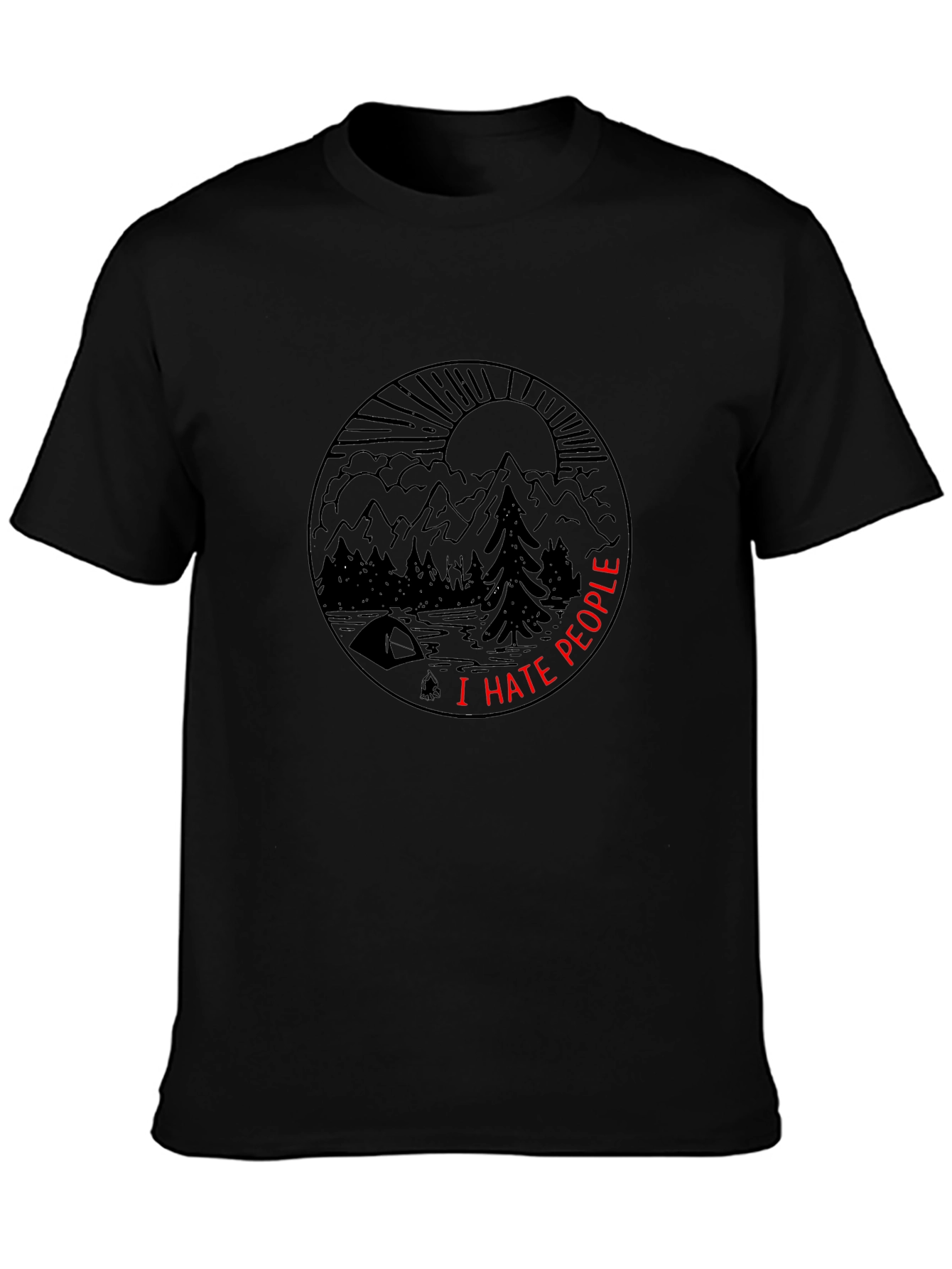 I Hate People Nature Scene Graphic Tee - Black