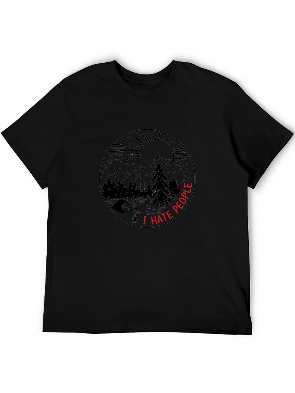 I Hate People Nature Scene Graphic Tee - Black