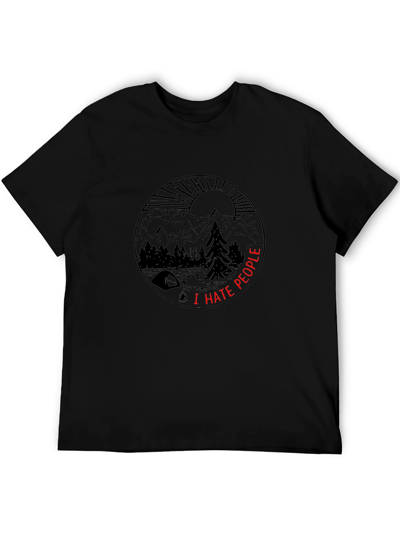 I Hate People Nature Scene Graphic Tee - Black