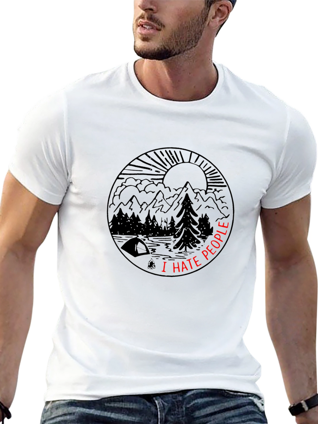 I Hate People Nature Scene Graphic Tee - Black