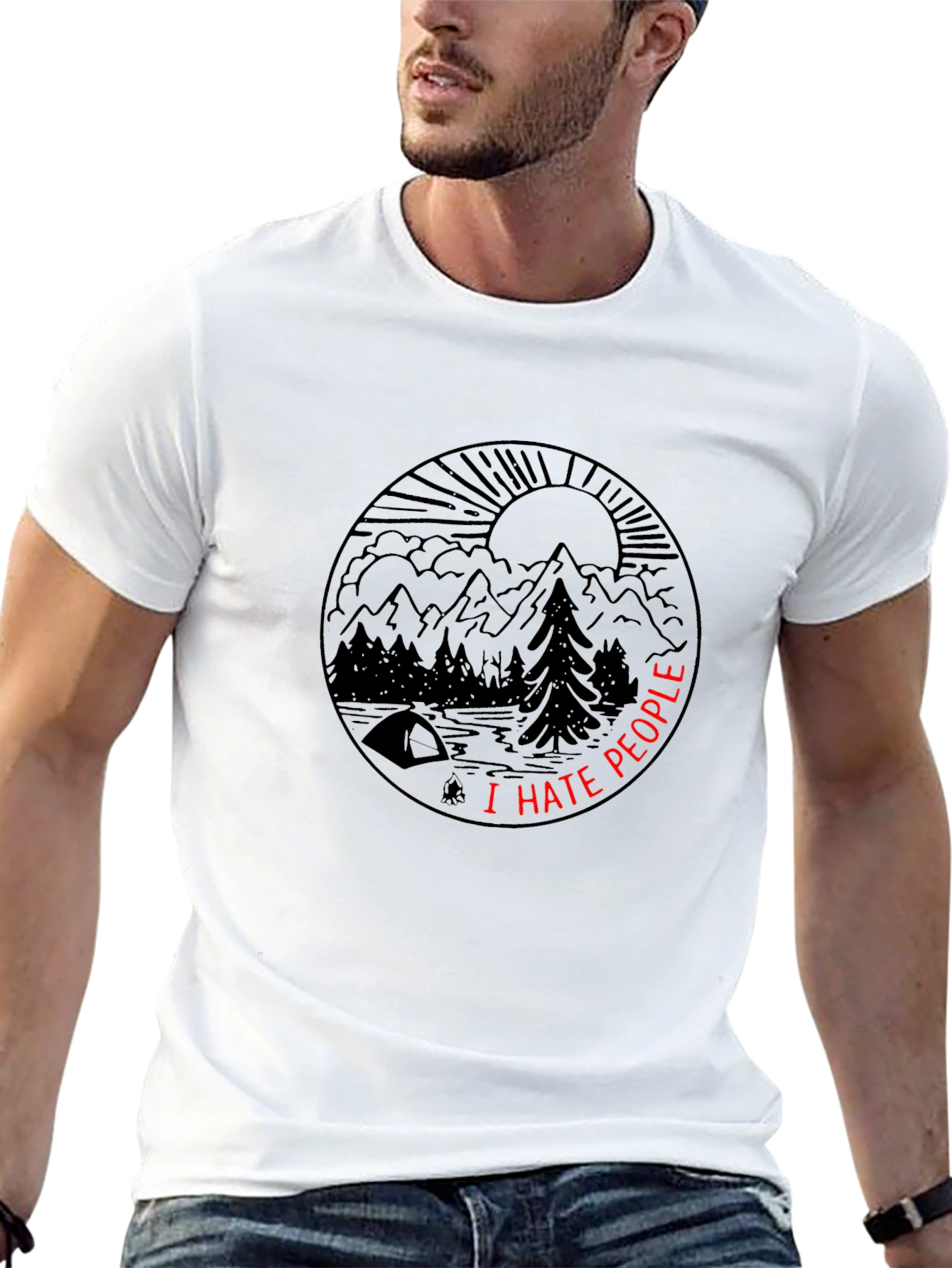 I Hate People Nature Scene Graphic Tee - Black