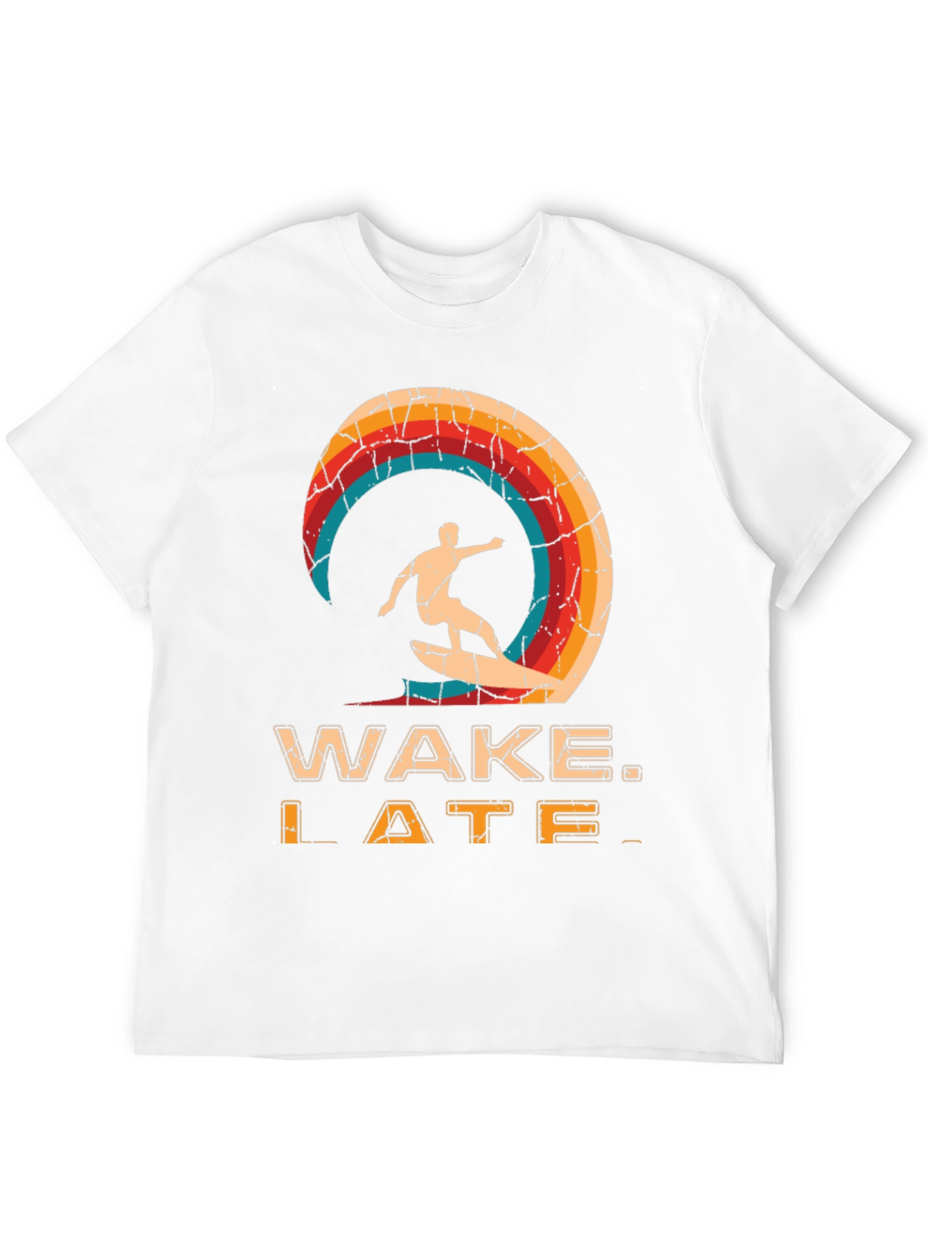 Wake Late T-Shirt - Retro Surfer Design