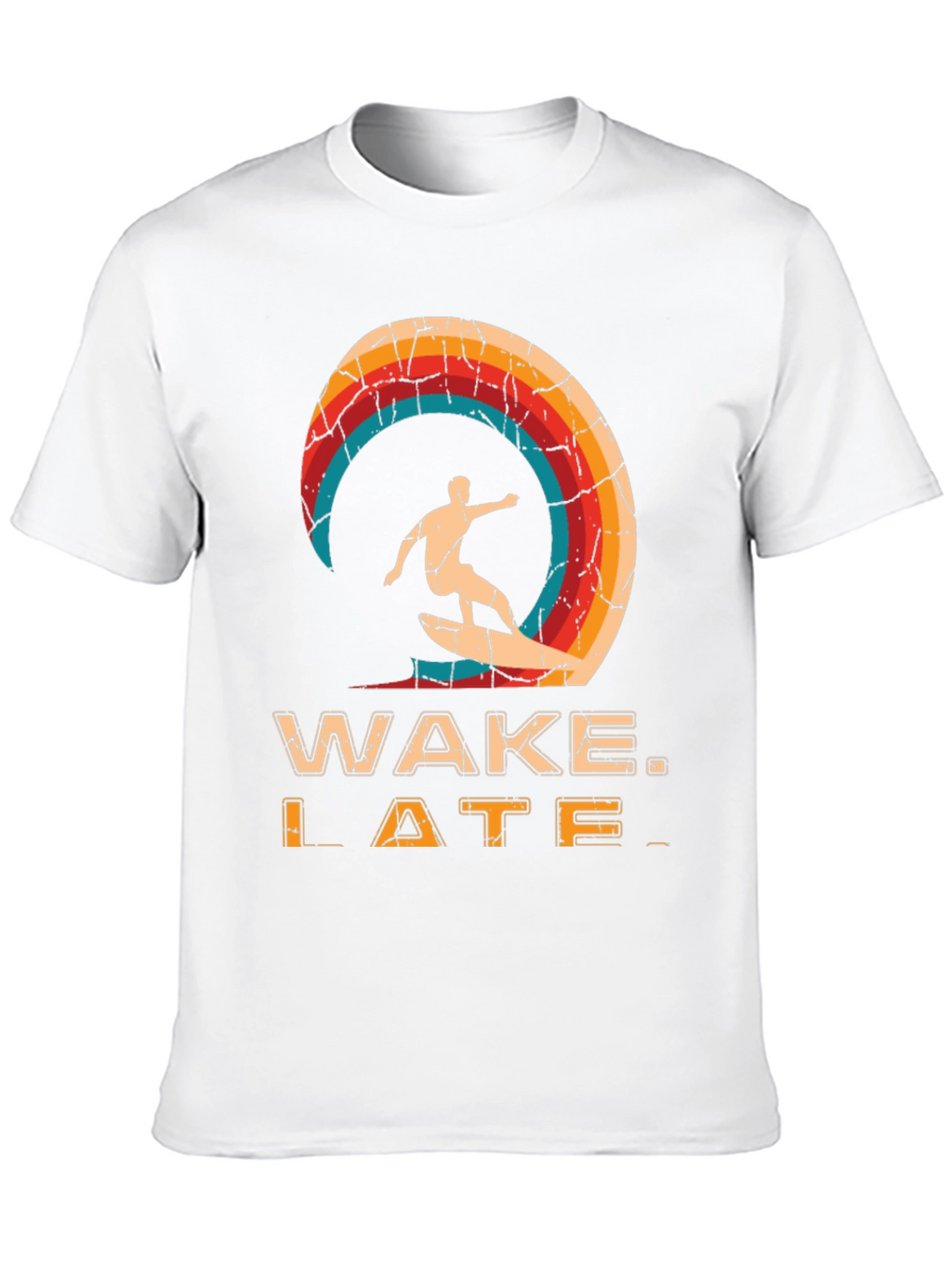 Wake Late T-Shirt - Retro Surfer Design