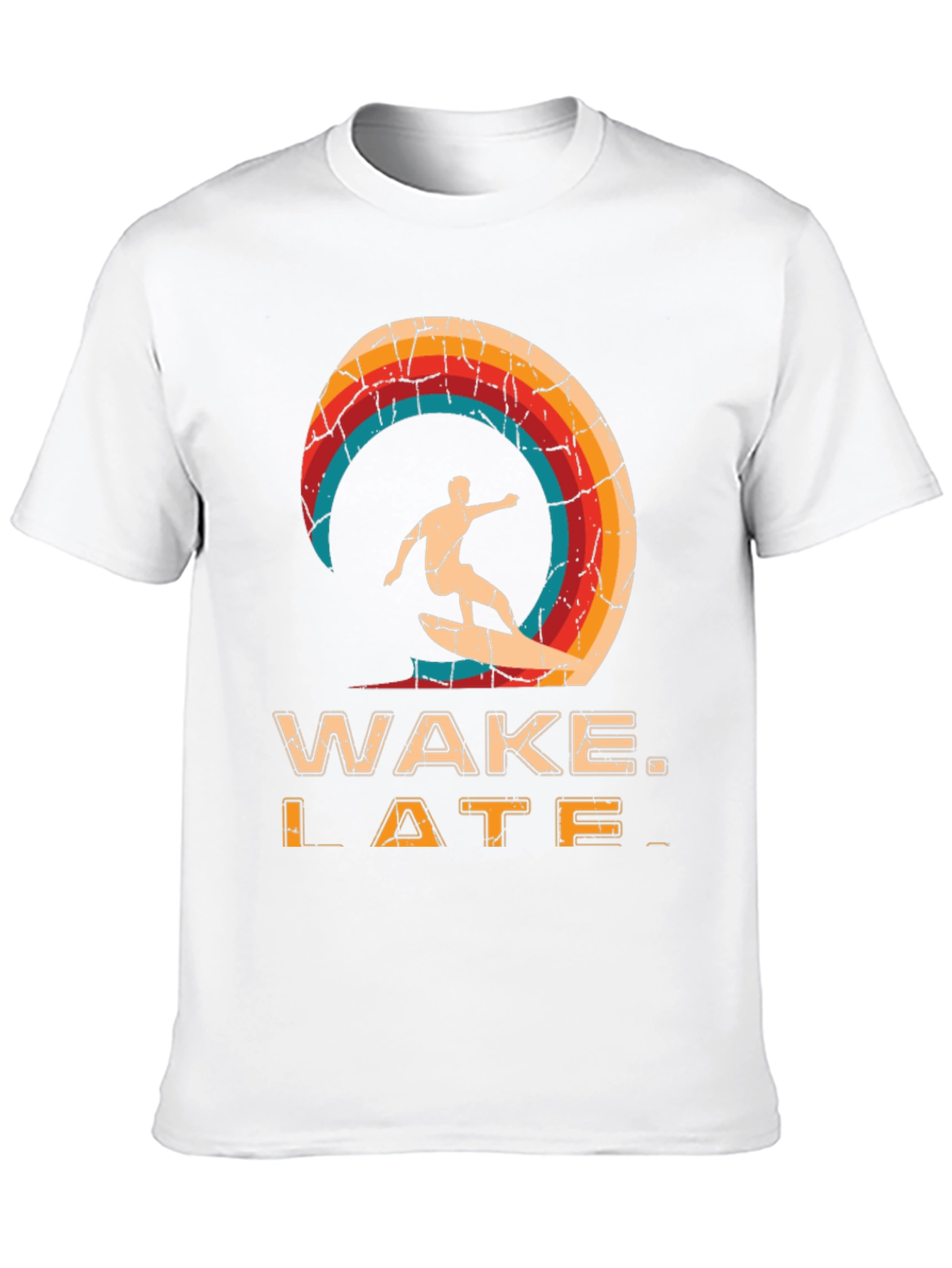Wake Late T-Shirt - Retro Surfer Design