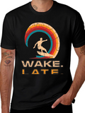 Wake Late T-Shirt - Retro Surfer Design