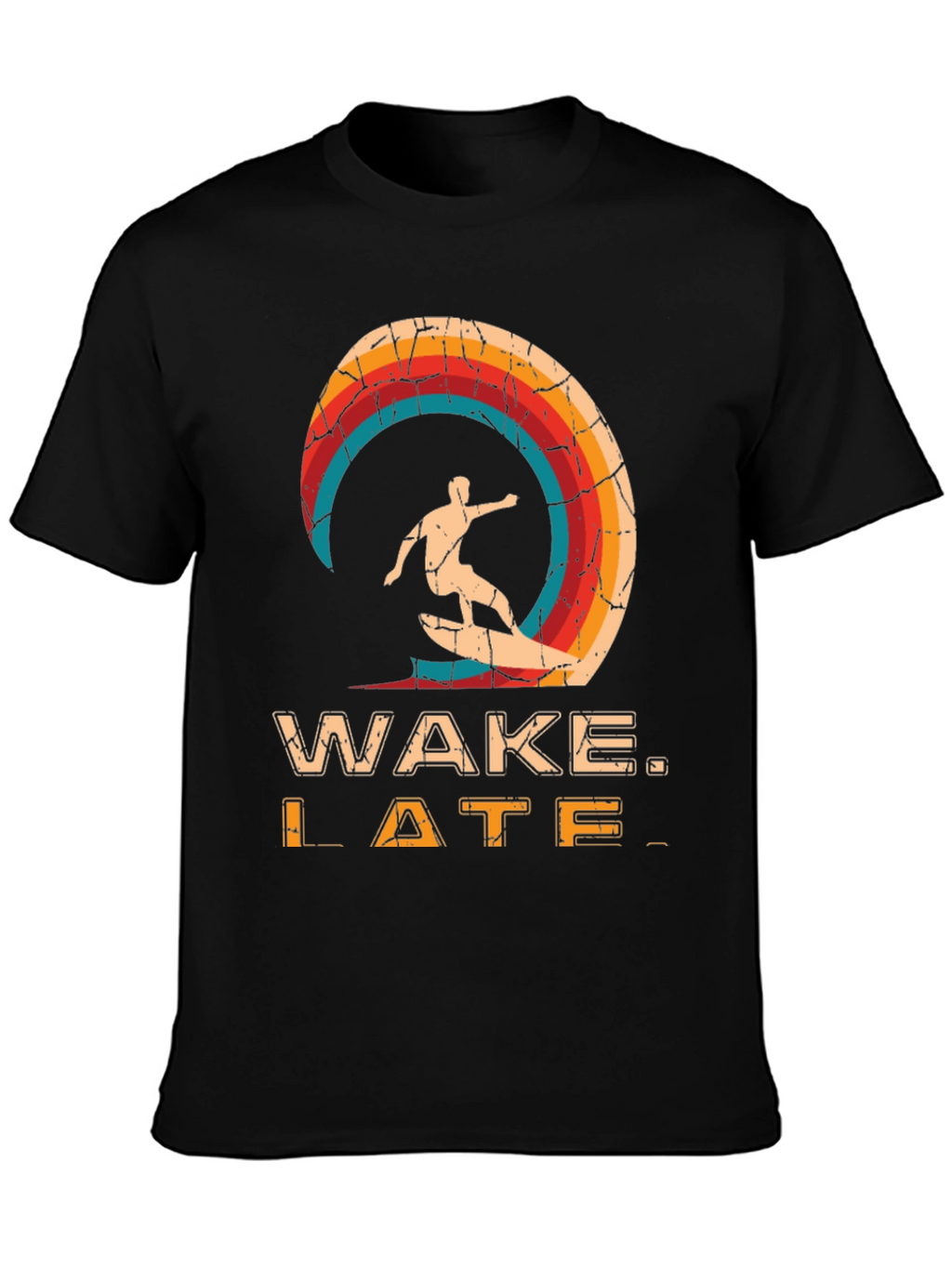 Wake Late T-Shirt - Retro Surfer Design