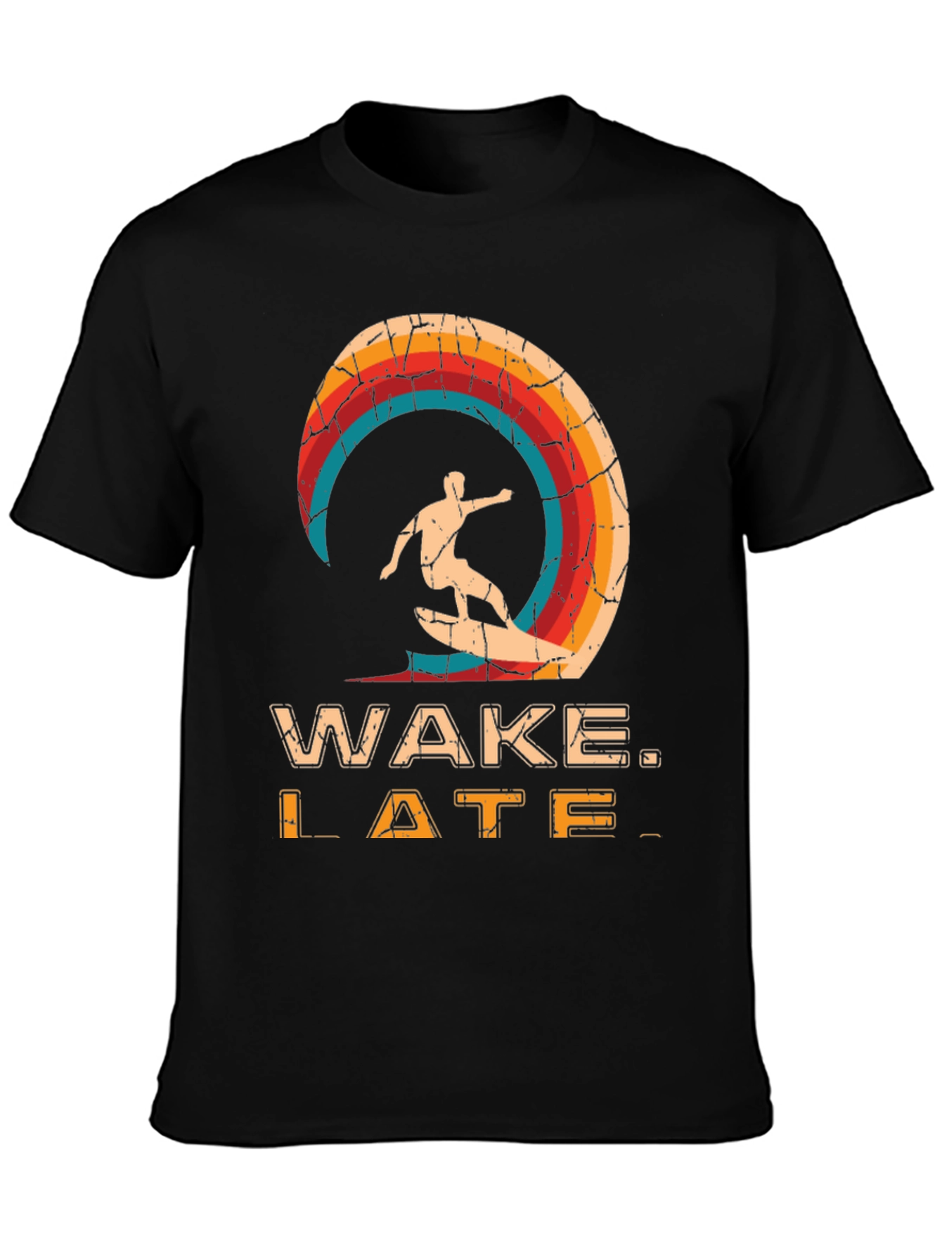 Wake Late T-Shirt - Retro Surfer Design