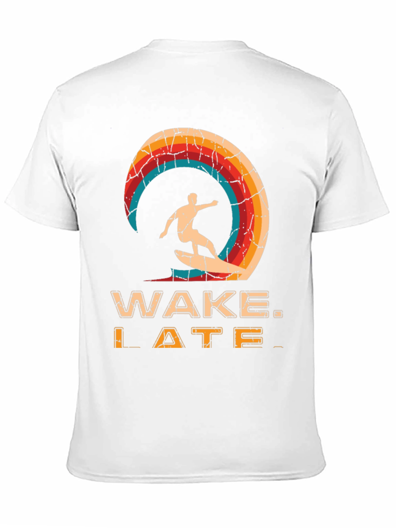 Wake Late T-Shirt - Retro Surfer Design