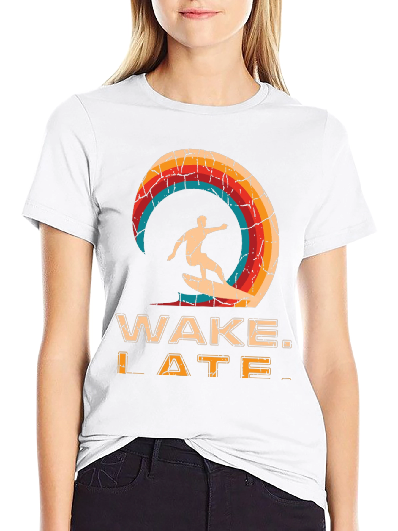 Wake Late T-Shirt - Retro Surfer Design