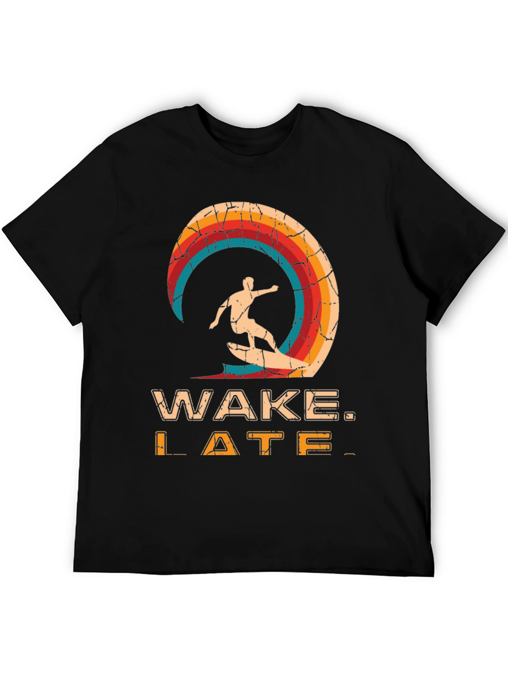 Wake Late T-Shirt - Retro Surfer Design