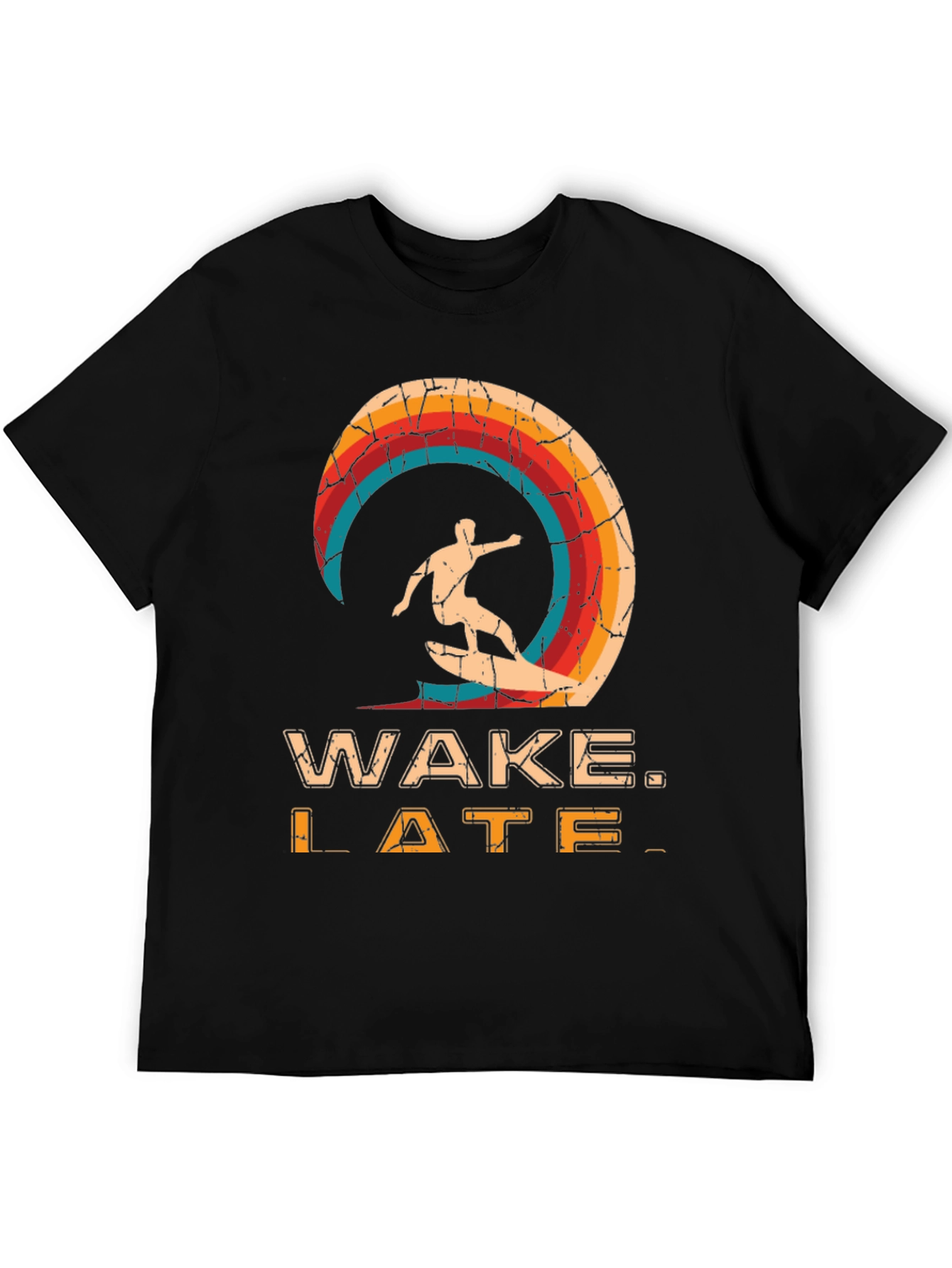 Wake Late T-Shirt - Retro Surfer Design