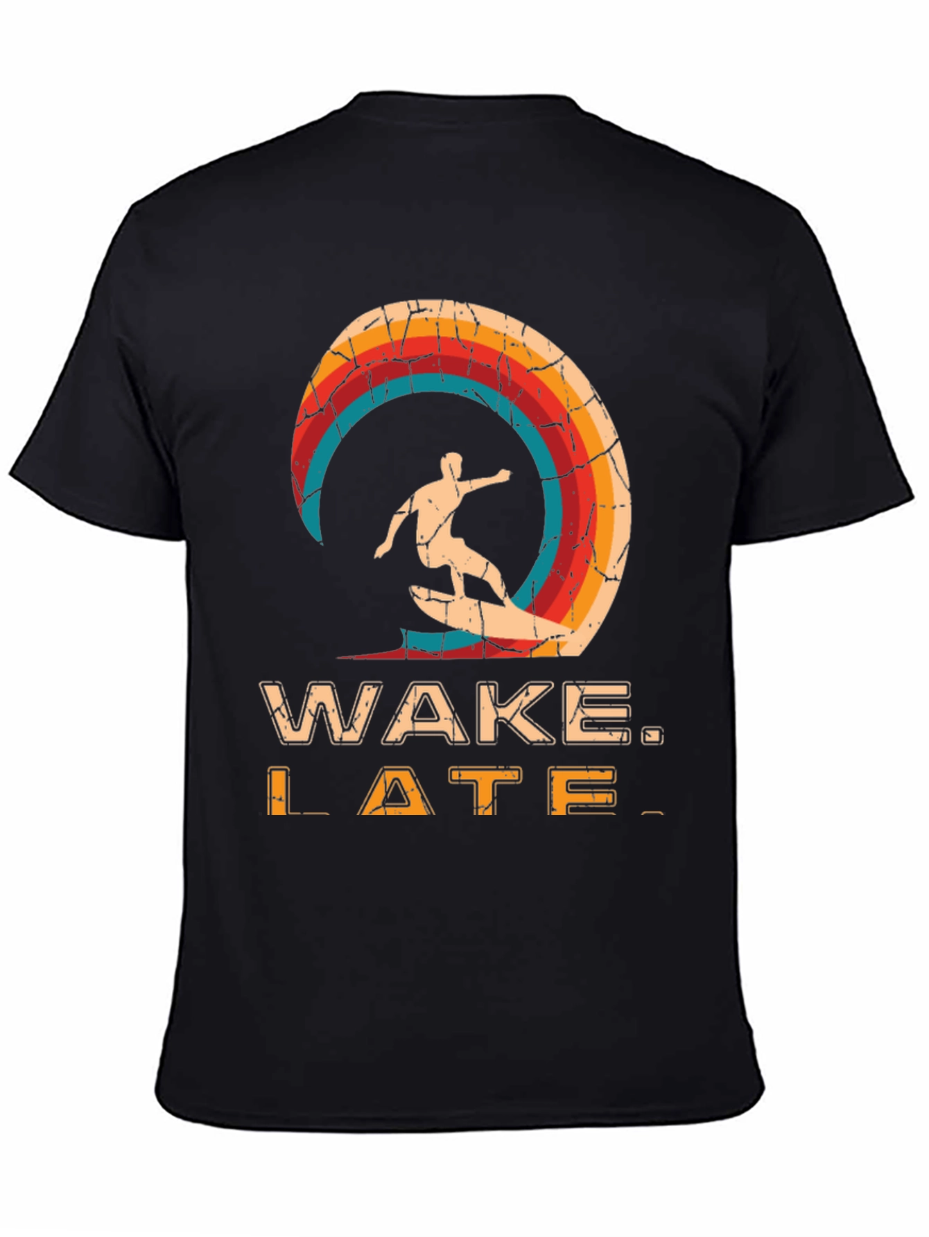 Wake Late T-Shirt - Retro Surfer Design