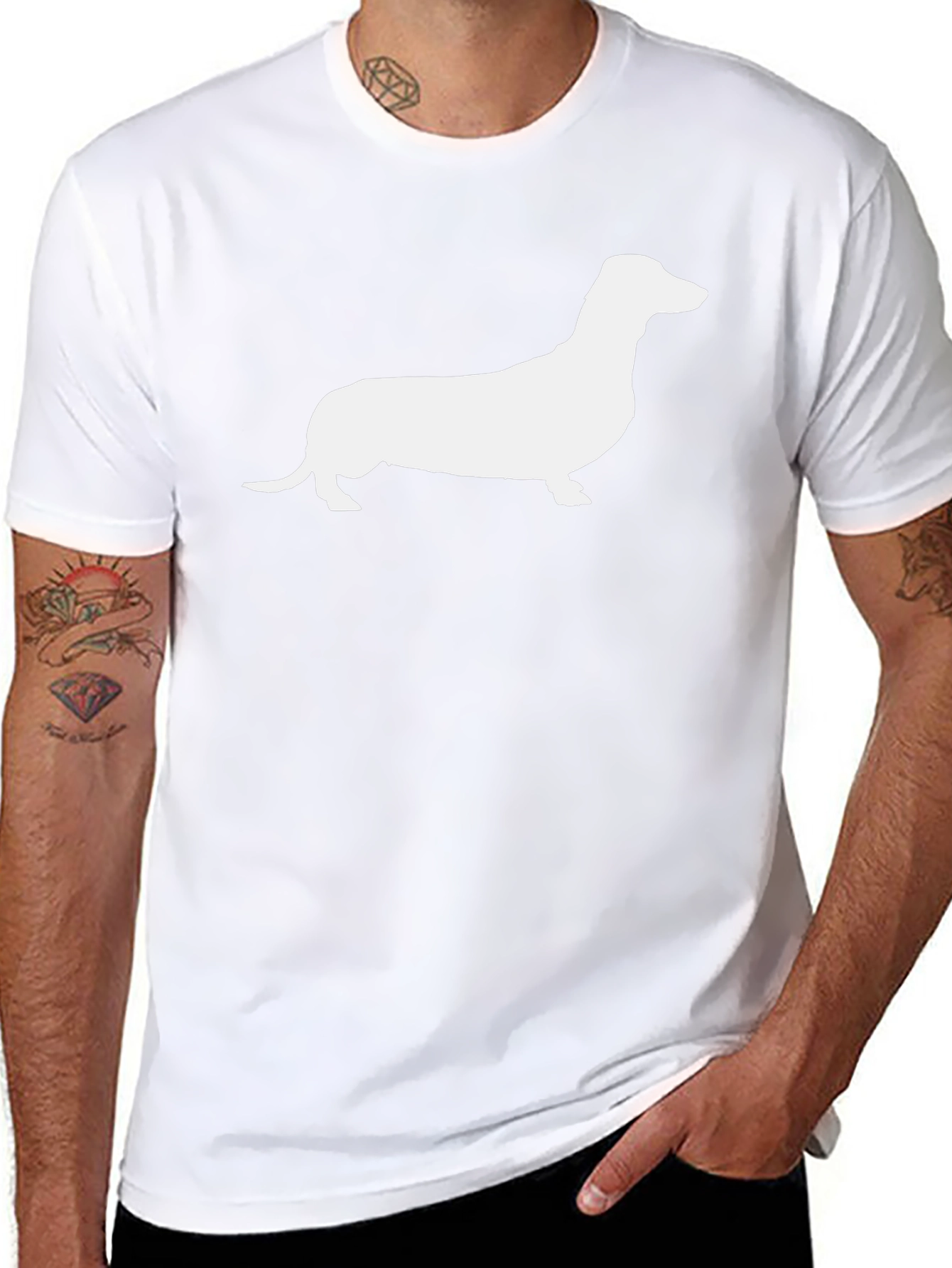 Dachshund Silhouette Graphic Tee - Black Cotton T-Shirt