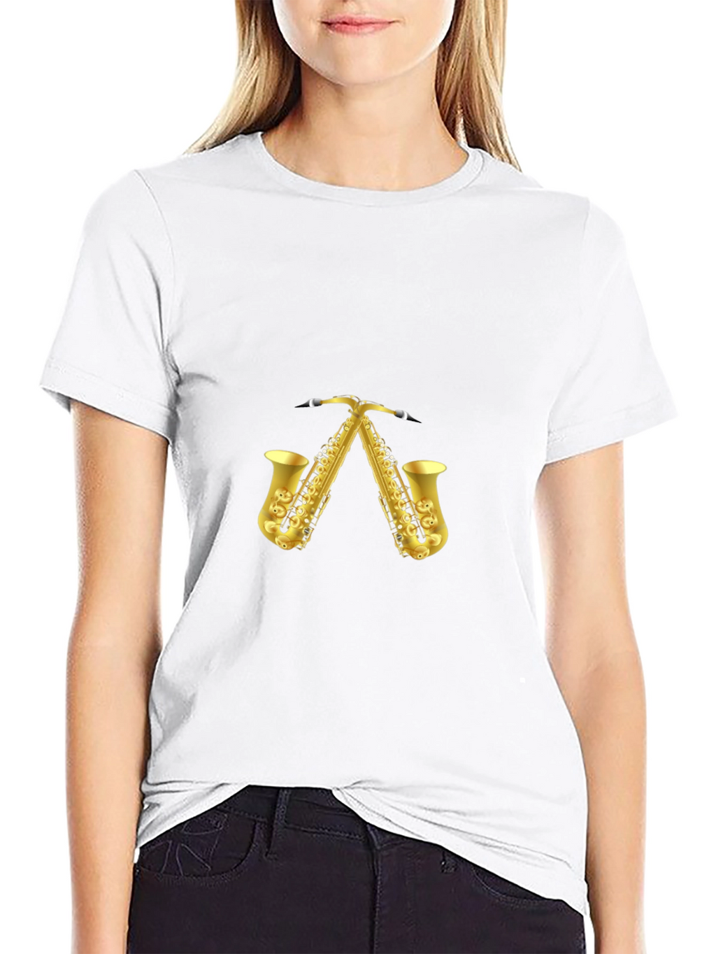 Saxophone Pattern Black T-Shirt