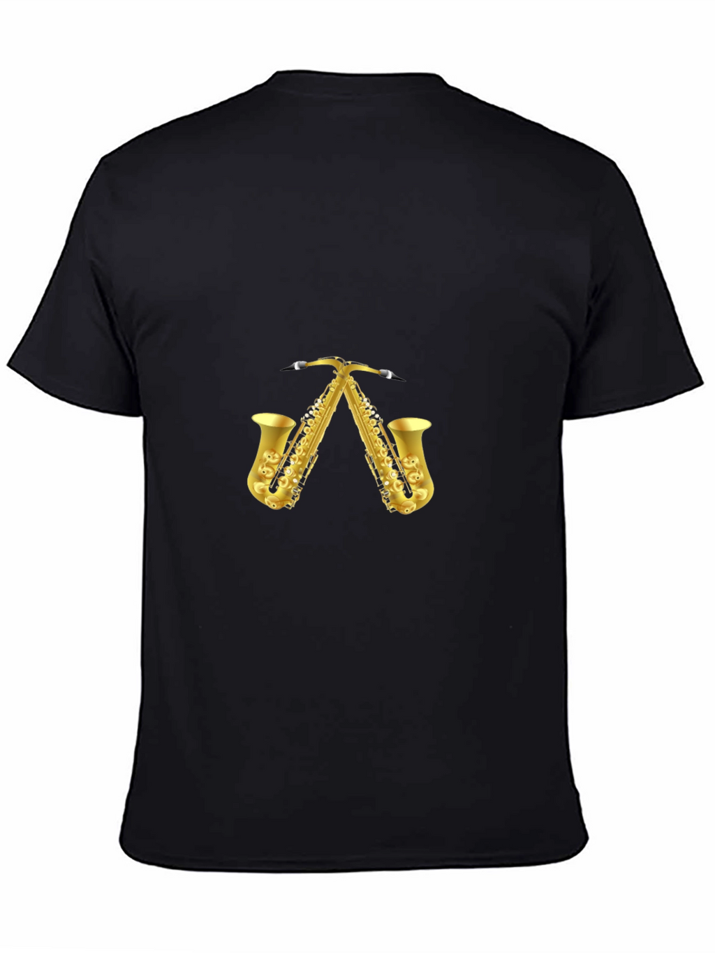 Saxophone Pattern Black T-Shirt