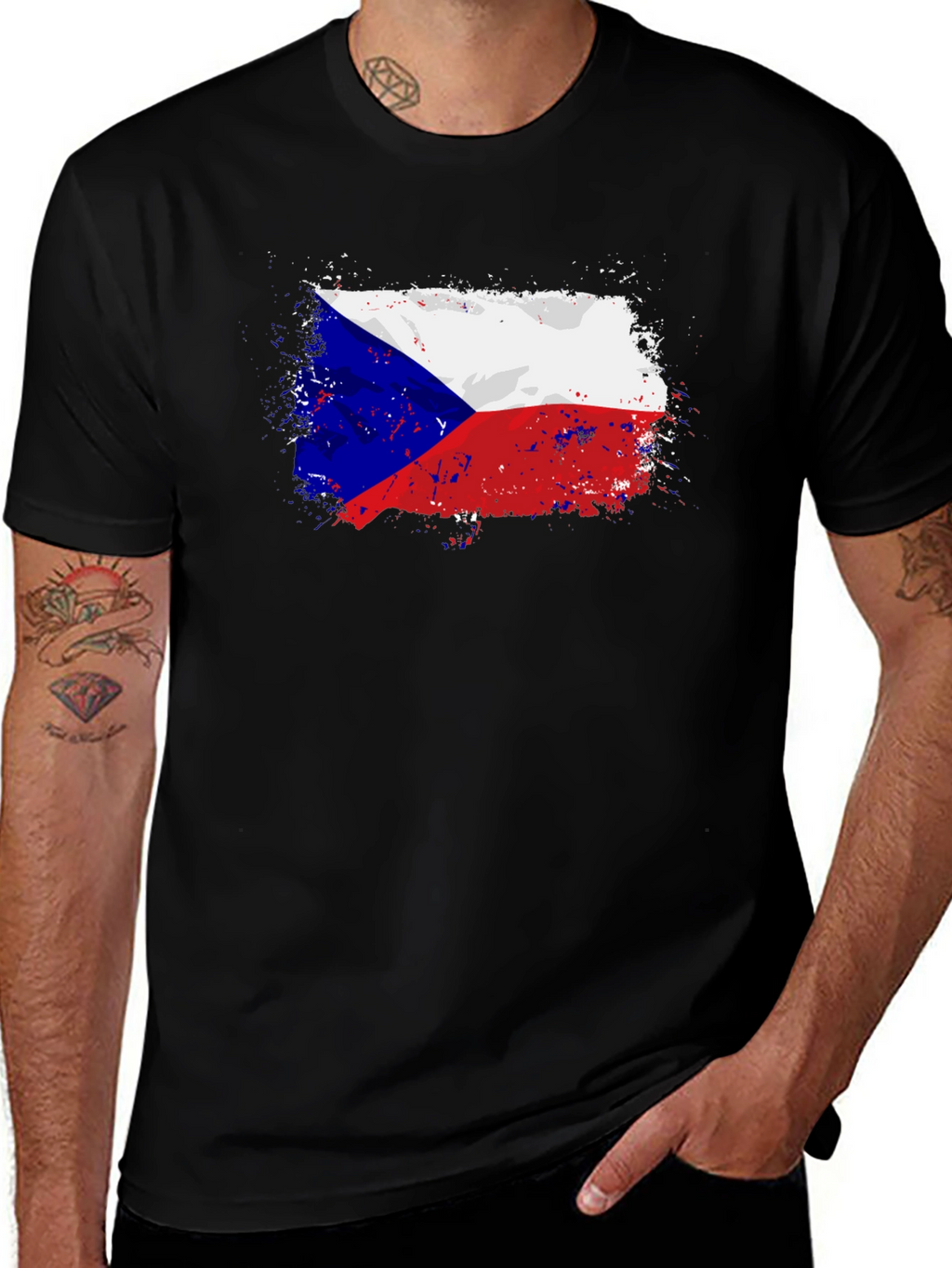 Czech Republic Flag T-Shirt - Grunge Style