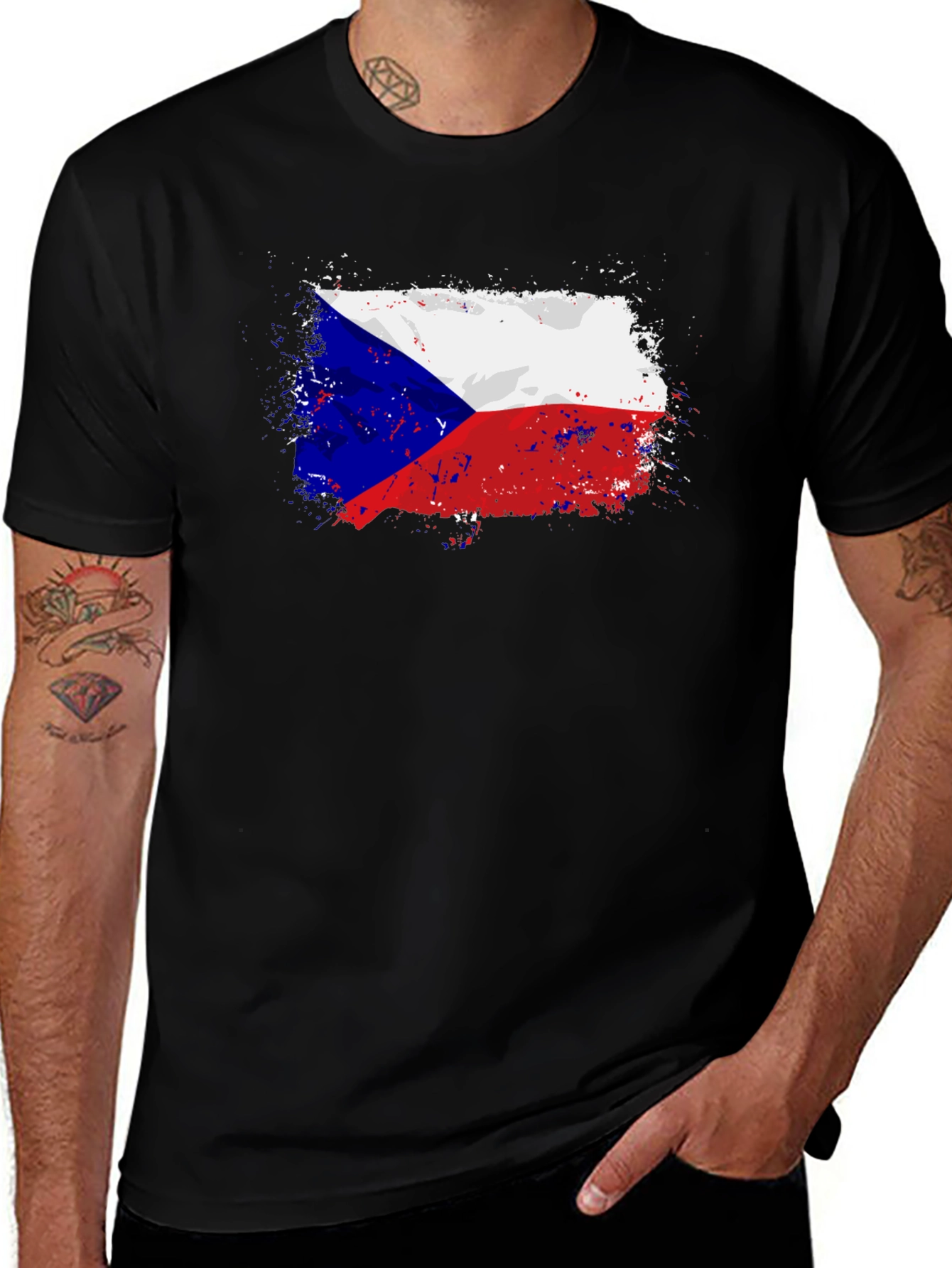 Czech Republic Flag T-Shirt - Grunge Style