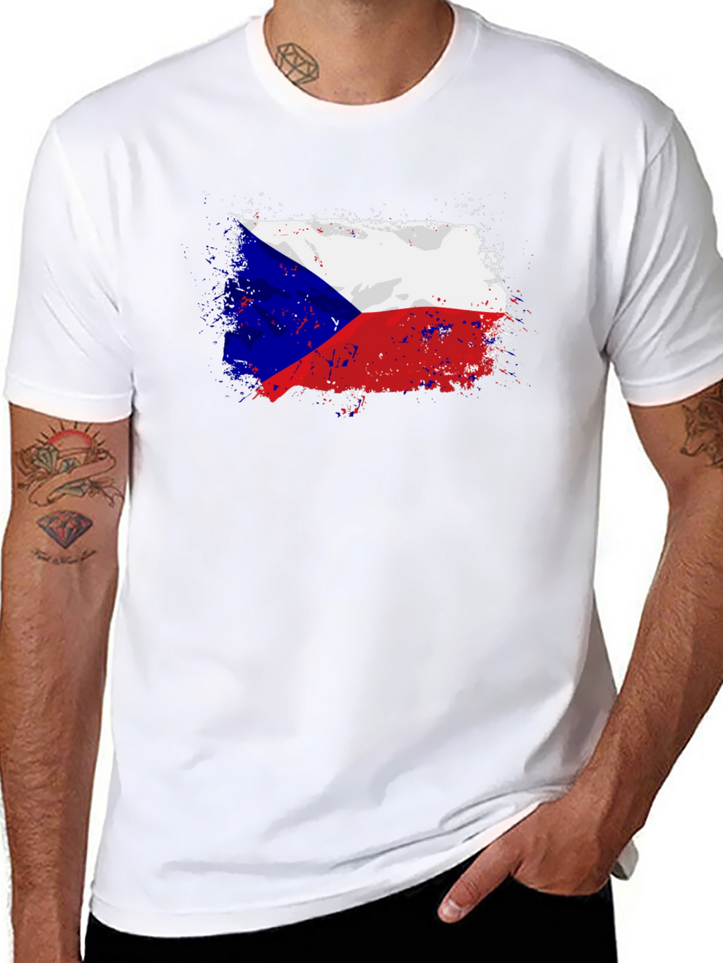 Czech Republic Flag T-Shirt - Grunge Style