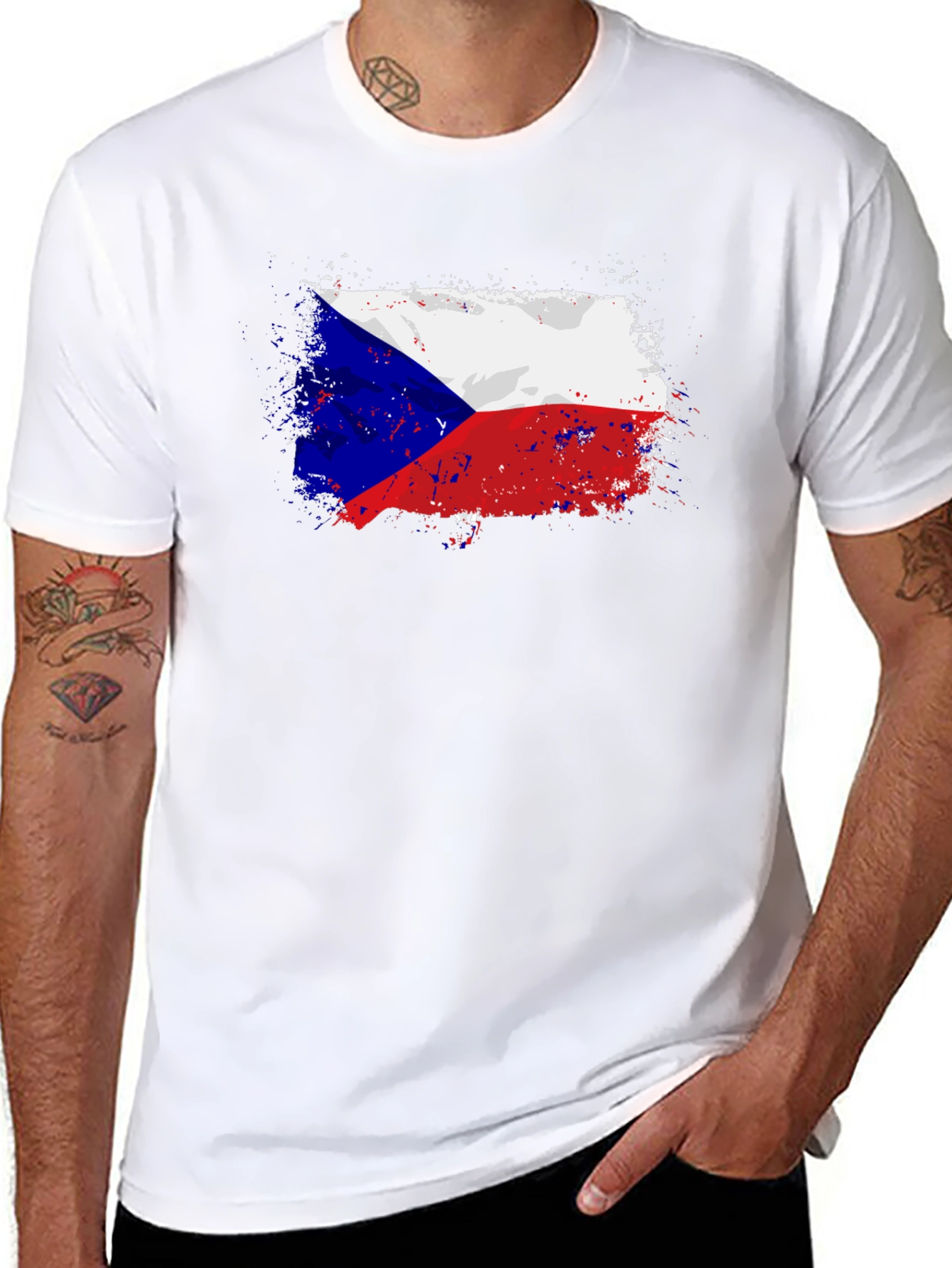 Czech Republic Flag T-Shirt - Grunge Style