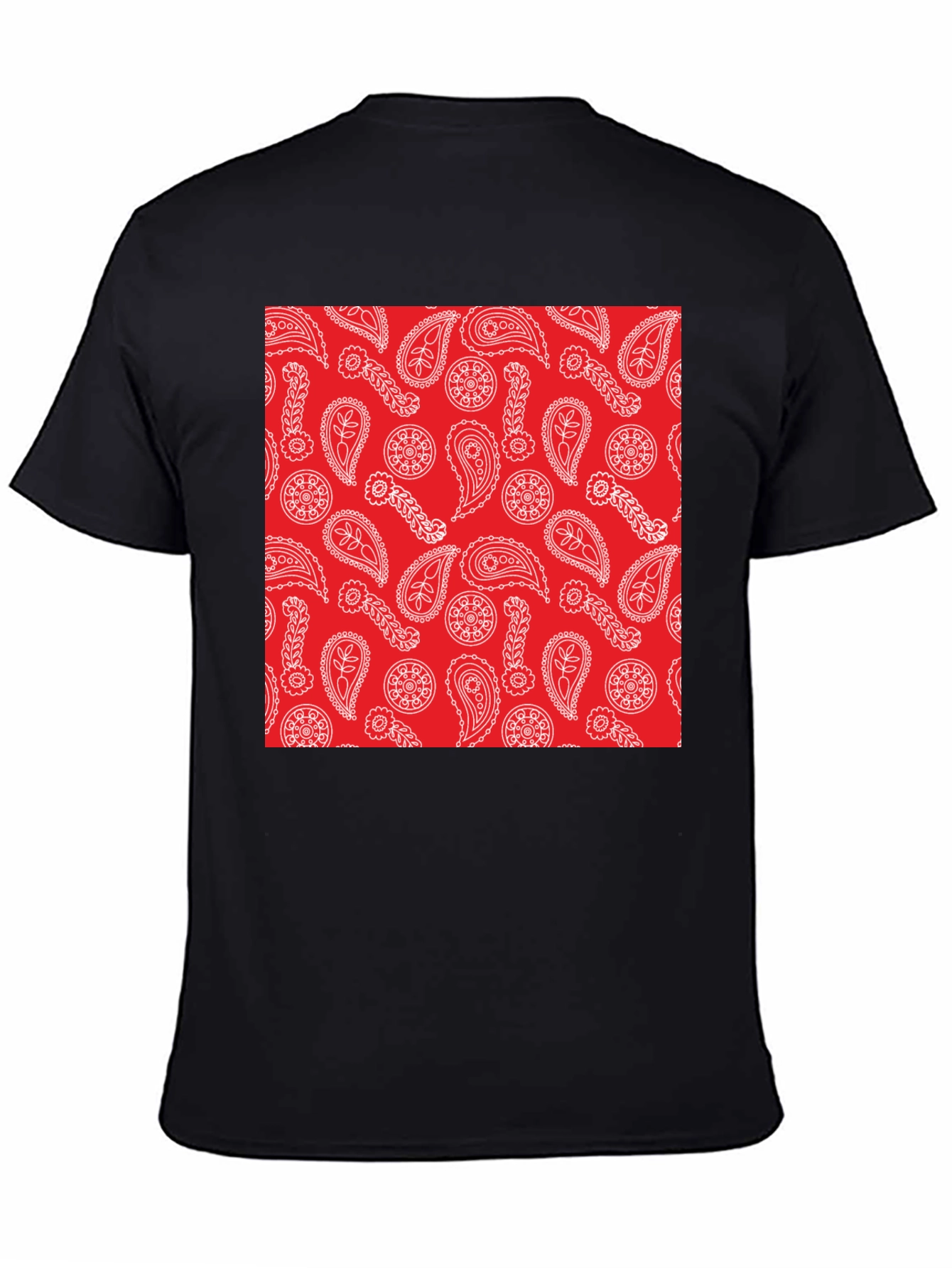 Red Paisley Print Black T-Shirt | Casual Style