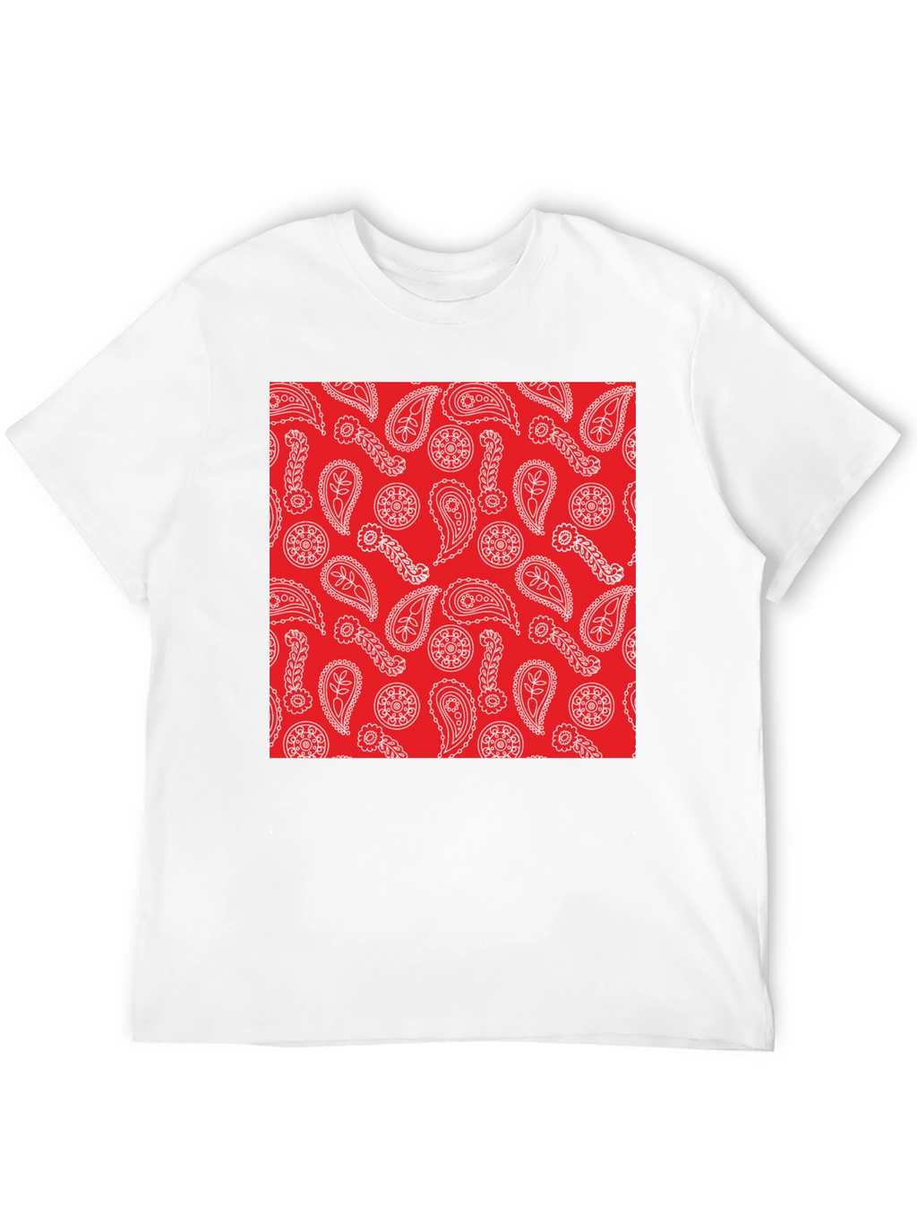 Red Paisley Print Black T-Shirt | Casual Style