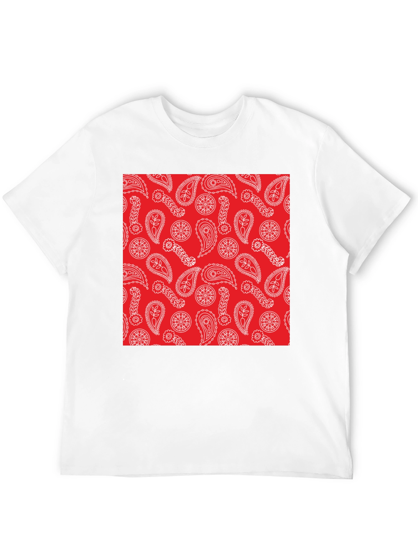 Red Paisley Print Black T-Shirt | Casual Style