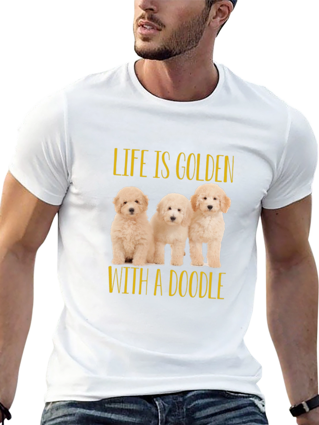 Life is Golden with a Doodle Black T-Shirt