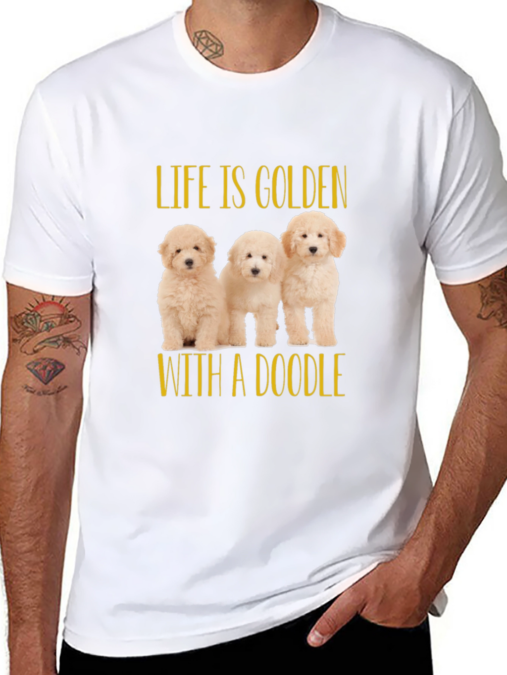 Life is Golden with a Doodle Black T-Shirt