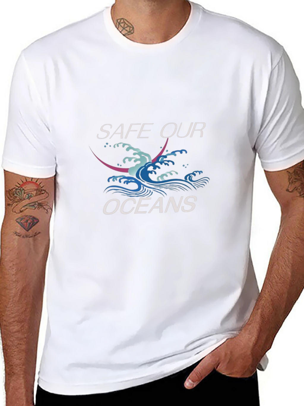 Save Our Oceans Graphic Print Crewneck T-Shirt