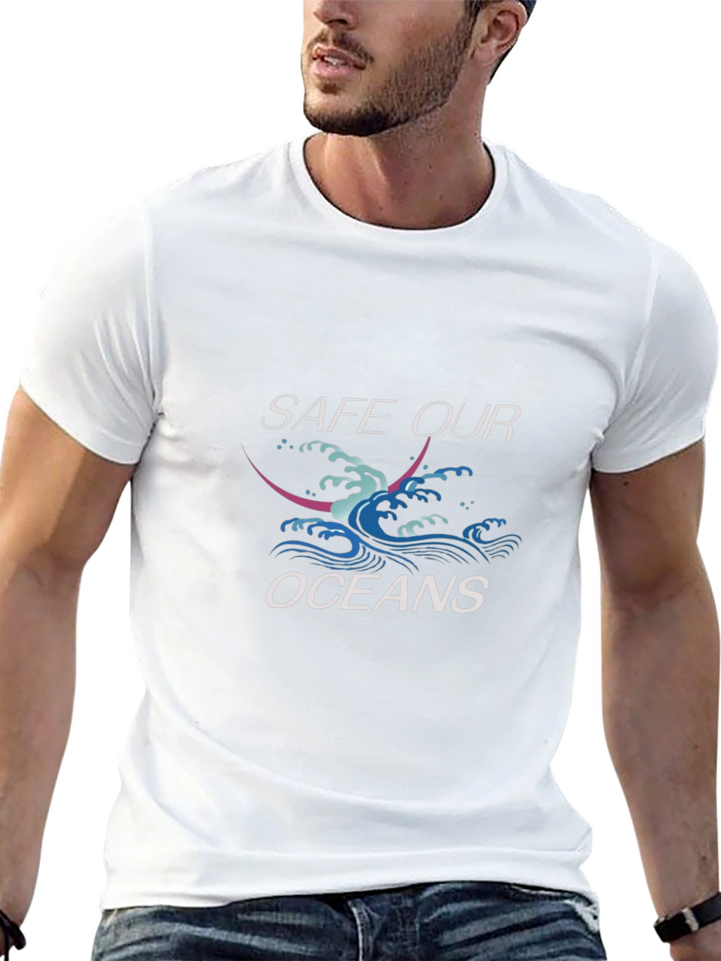 Save Our Oceans Graphic Print Crewneck T-Shirt