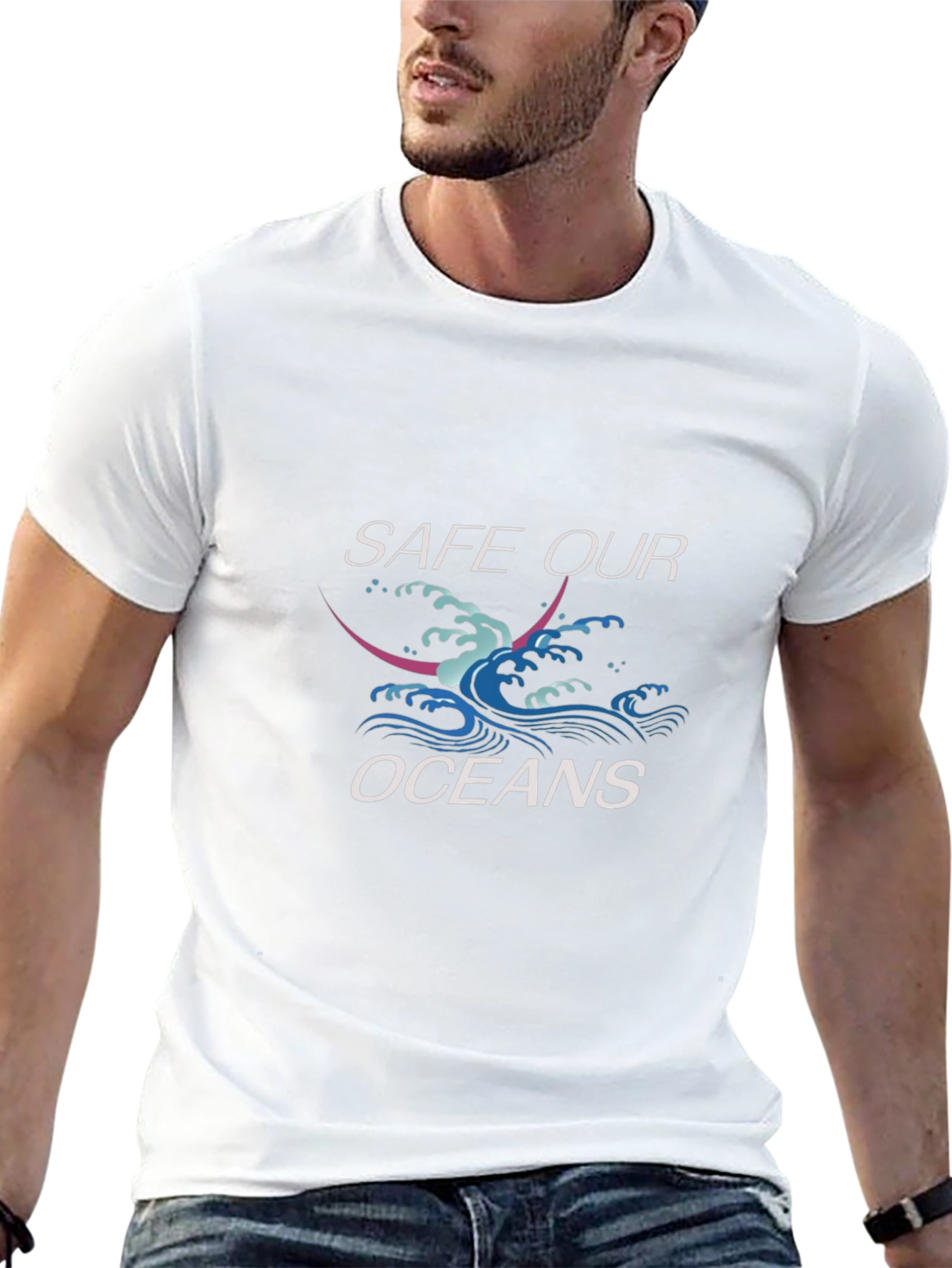 Save Our Oceans Graphic Print Crewneck T-Shirt