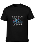 Save Our Oceans Graphic Print Crewneck T-Shirt