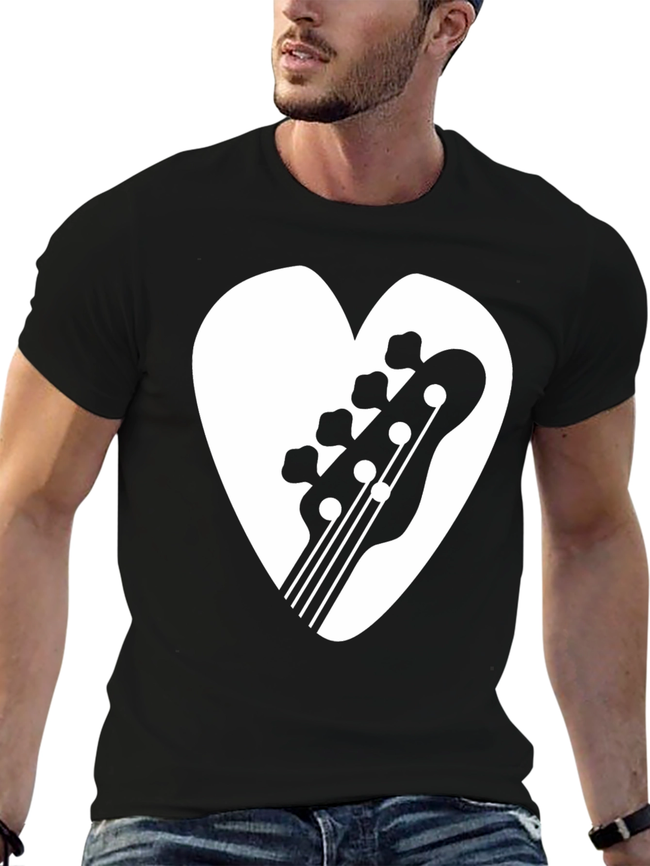 Bass Guitar Heart Graphic Tee - Musicians T-Shirt