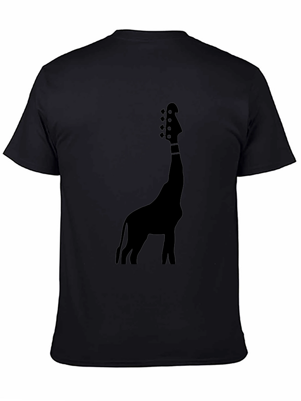 Giraffe Guitar Graphic Tee - Black Cotton Blend T-Shirt