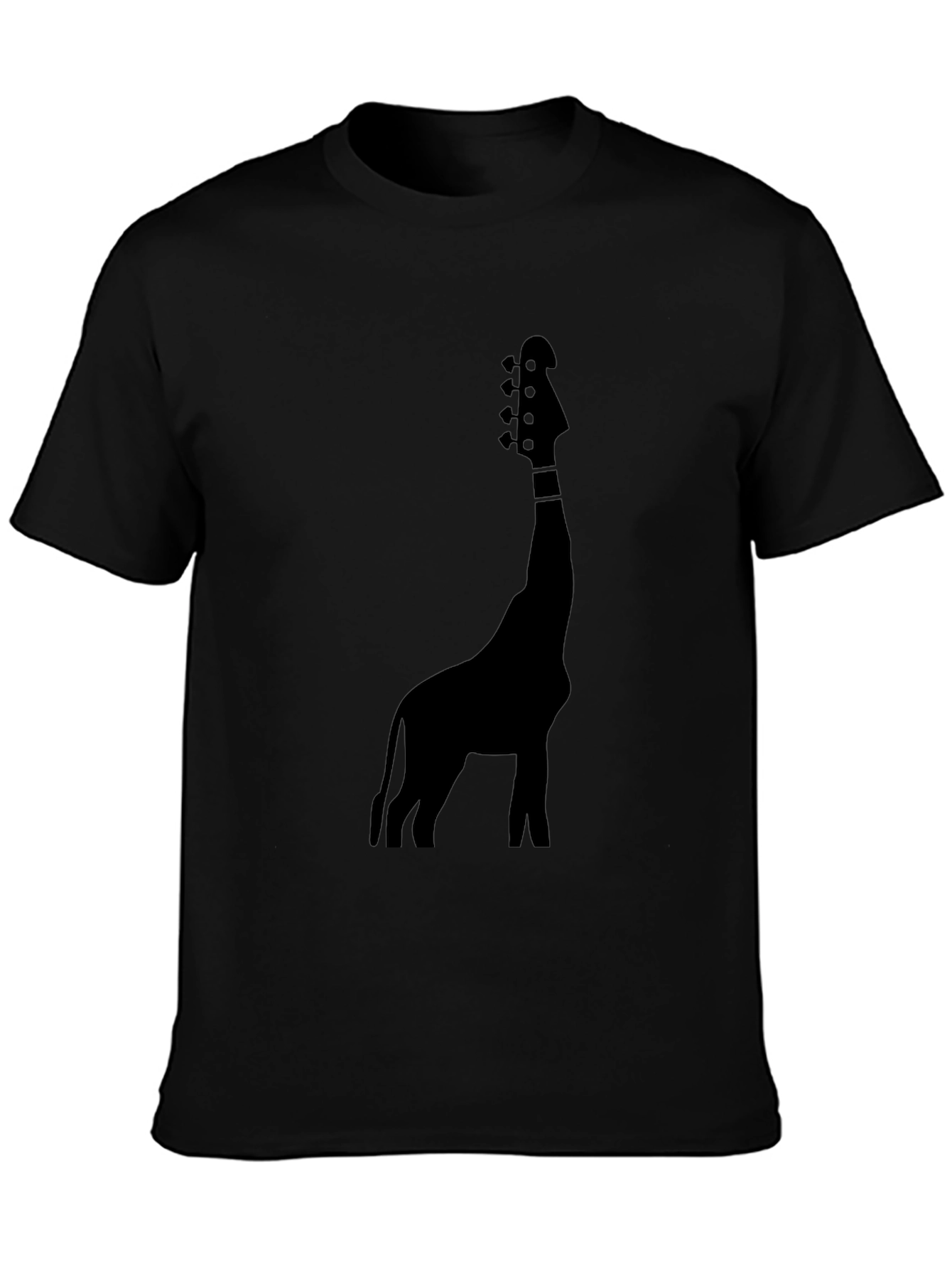 Giraffe Guitar Graphic Tee - Black Cotton Blend T-Shirt