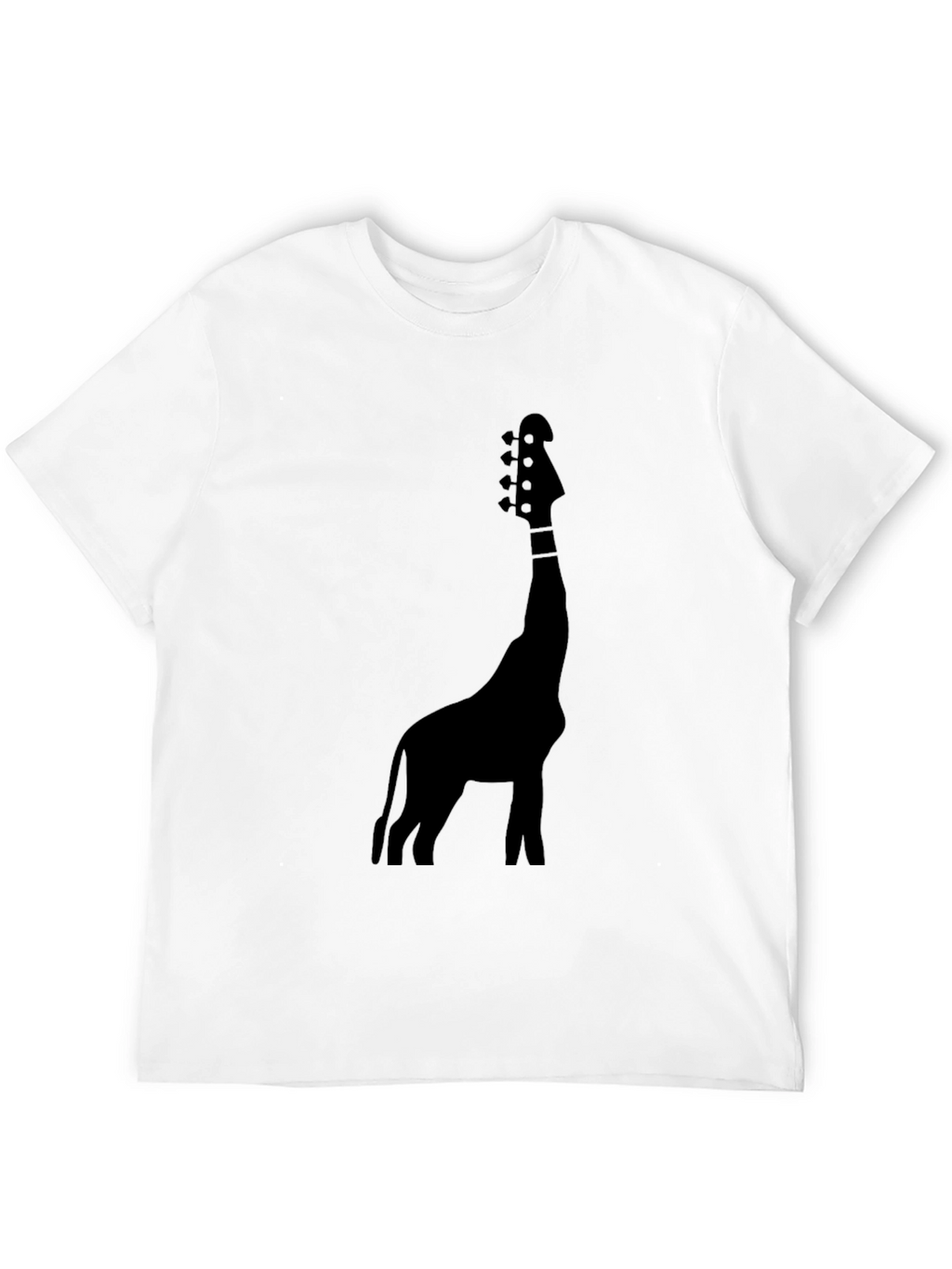 Giraffe Guitar Graphic Tee - Black Cotton Blend T-Shirt