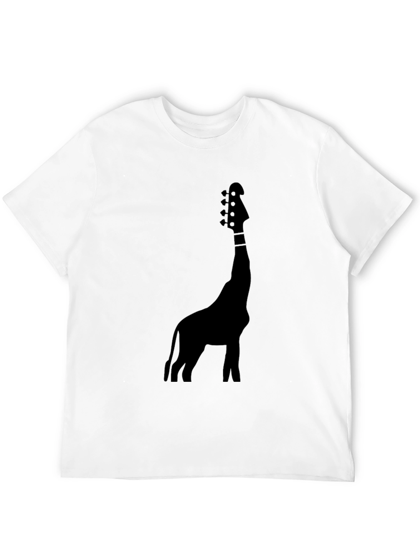 Giraffe Guitar Graphic Tee - Black Cotton Blend T-Shirt