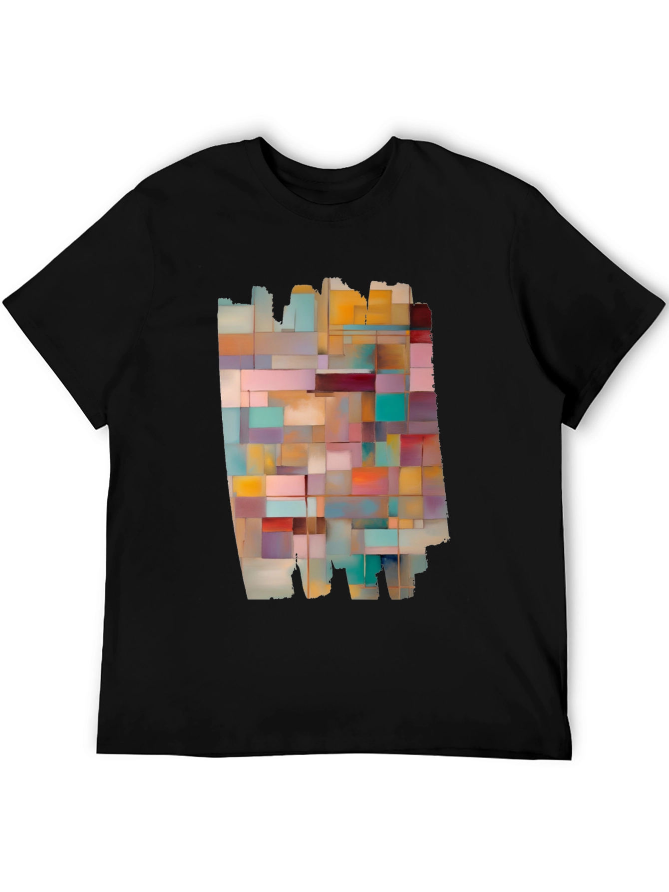 Modern Abstract Block Design Black T-Shirt