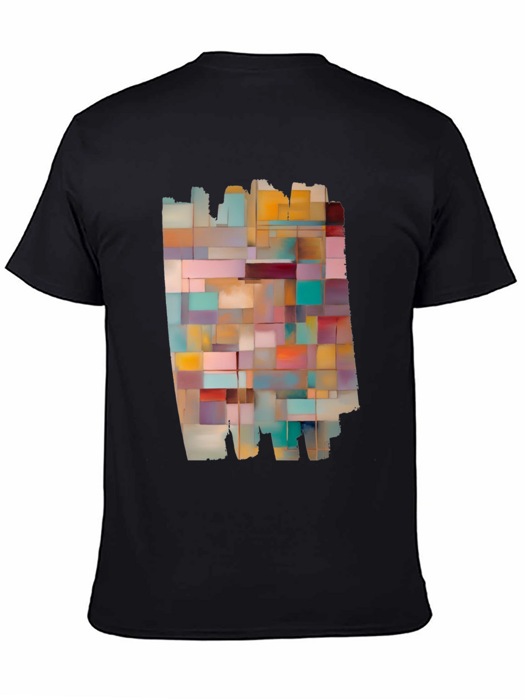 Modern Abstract Block Design Black T-Shirt