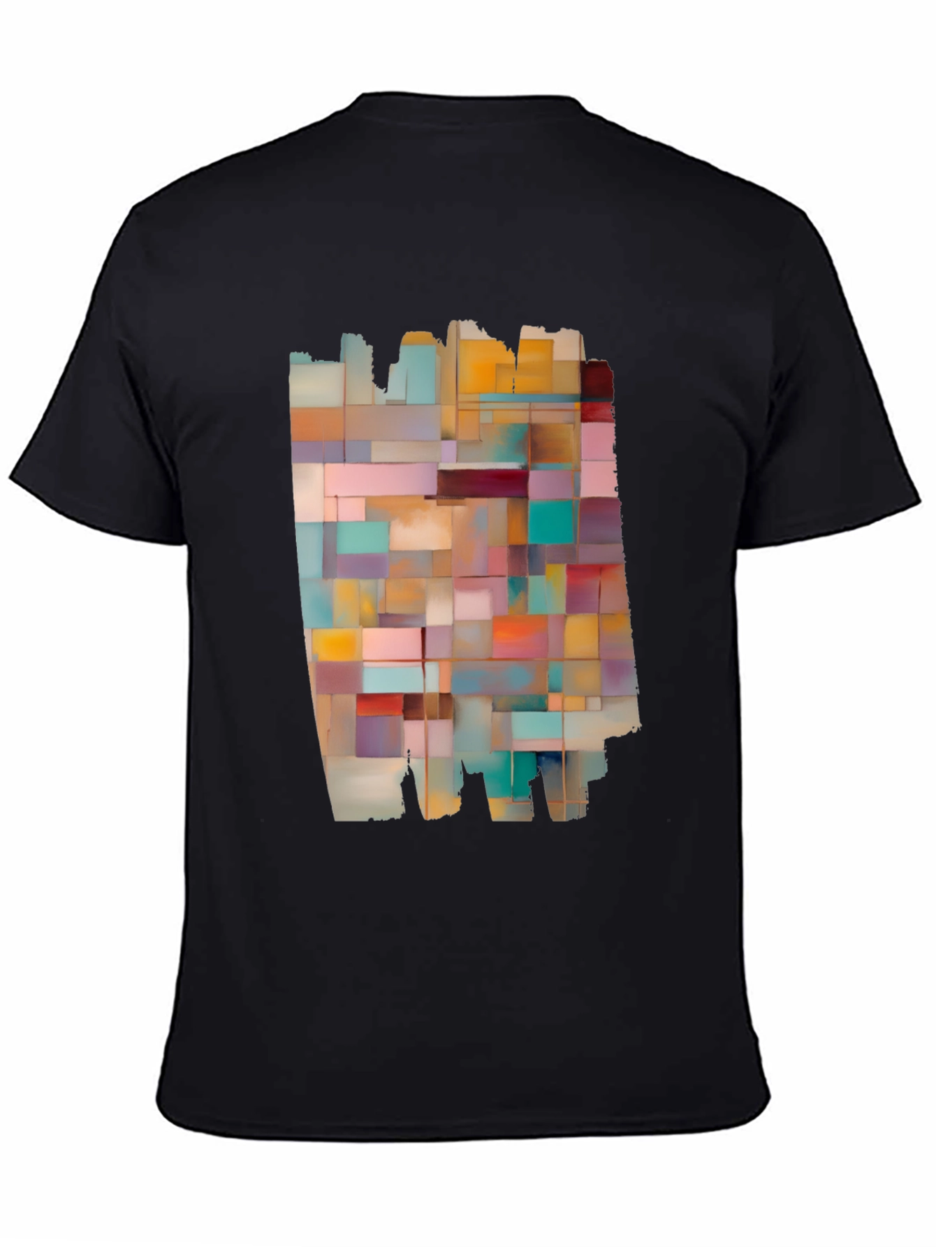 Modern Abstract Block Design Black T-Shirt