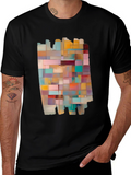 Modern Abstract Block Design Black T-Shirt