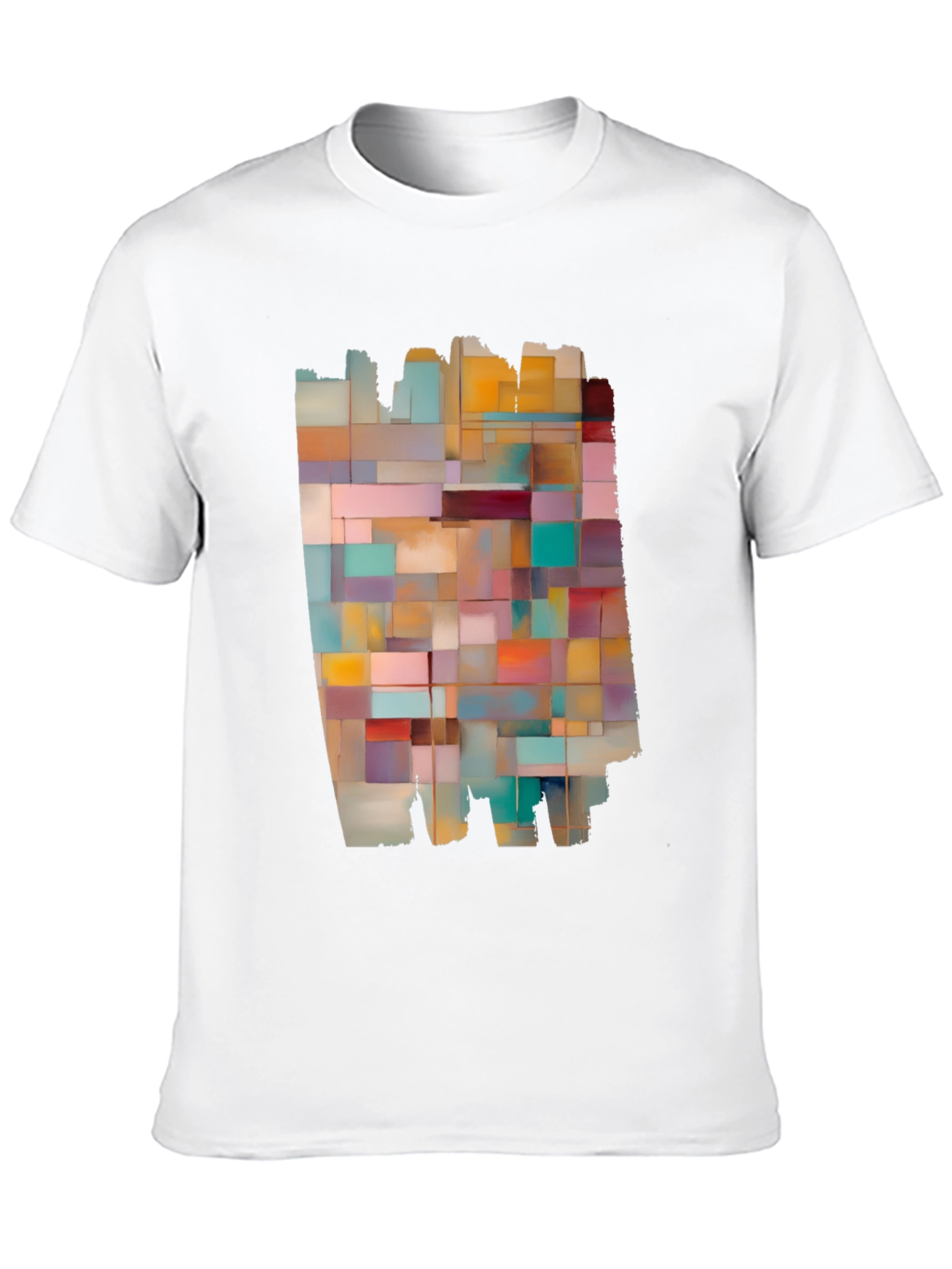 Modern Abstract Block Design Black T-Shirt
