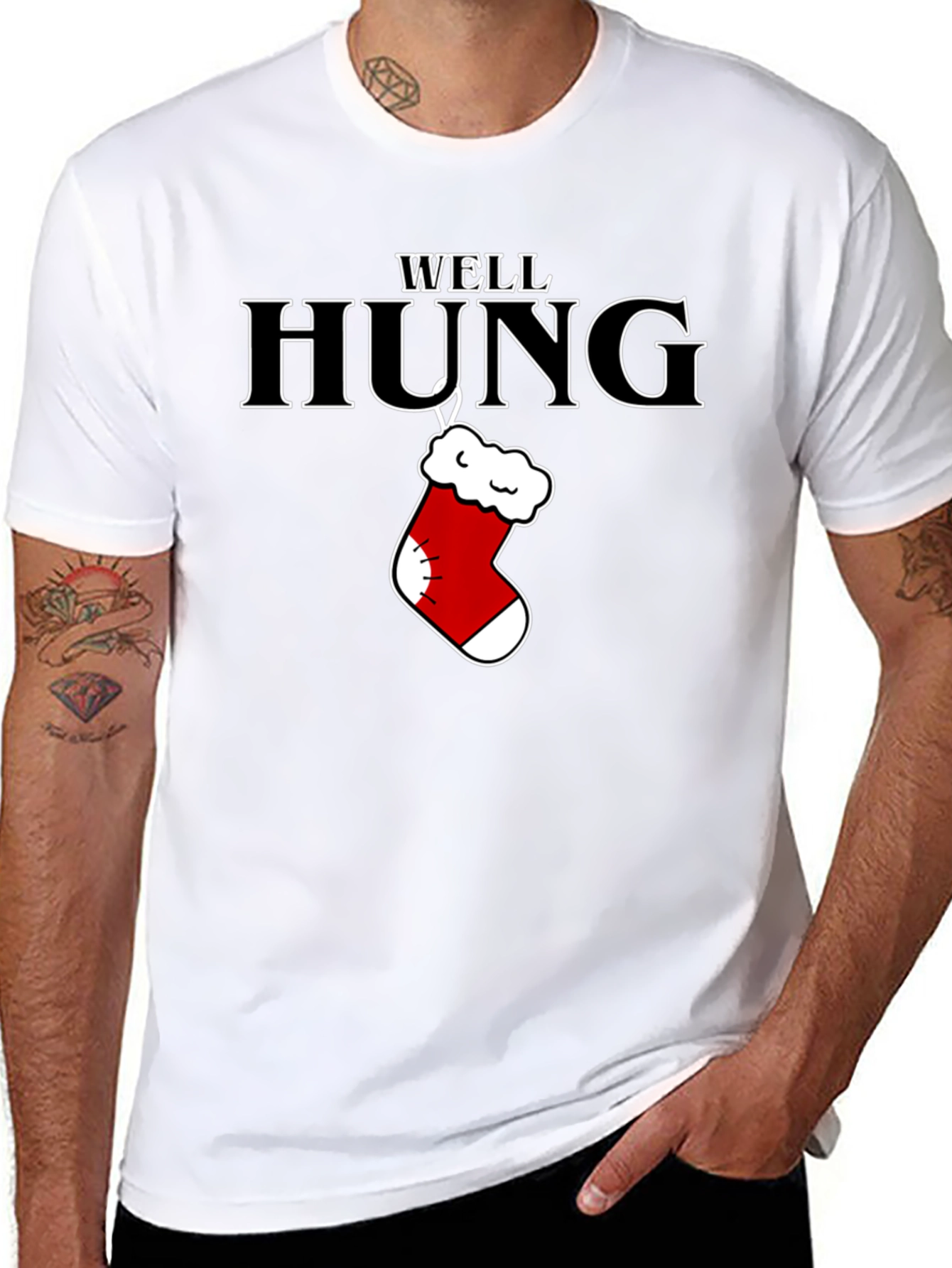 Well Hung Christmas Stocking T-Shirt