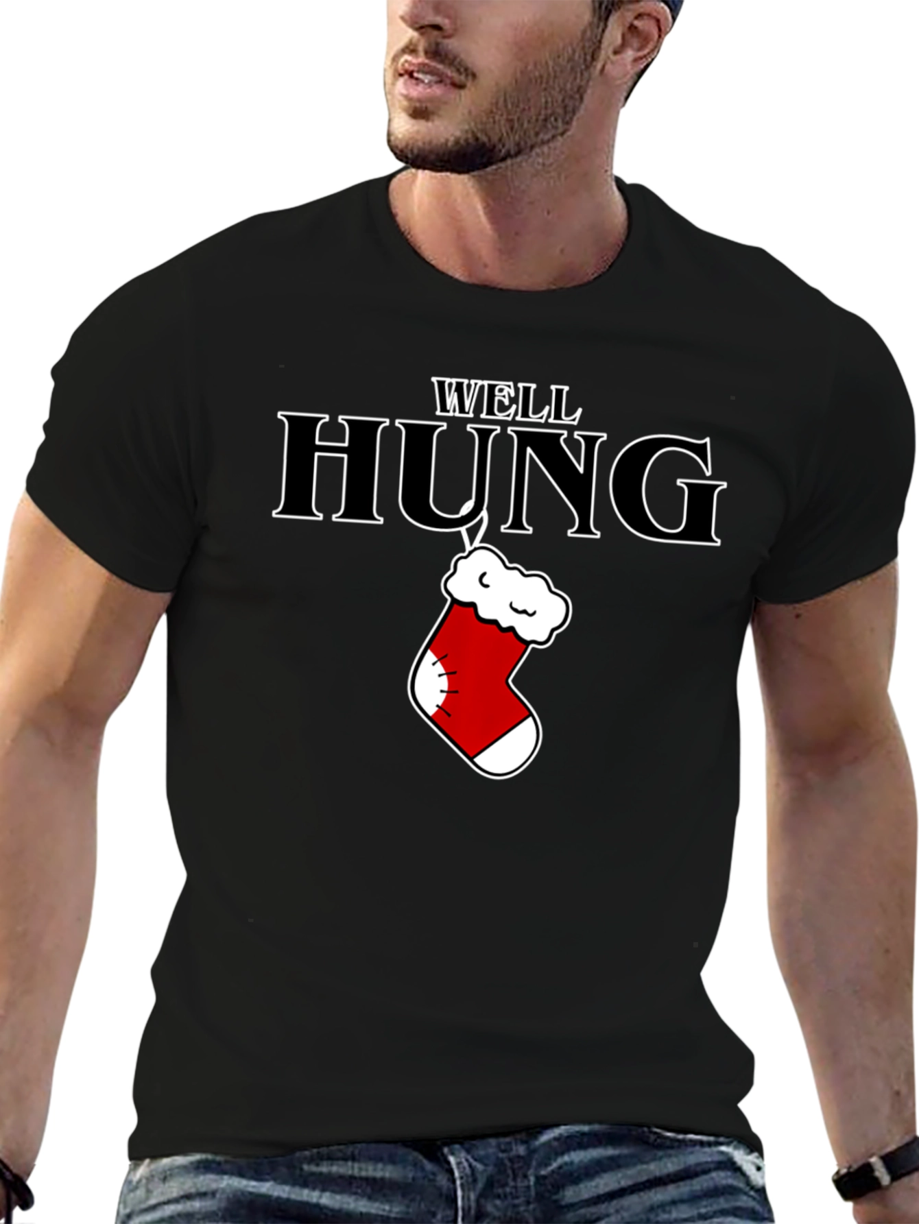 Well Hung Christmas Stocking T-Shirt