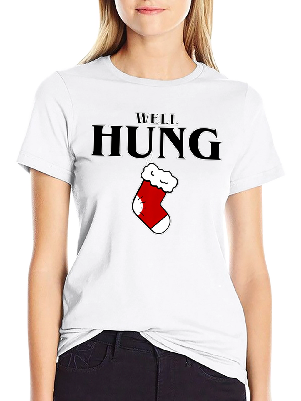 Well Hung Christmas Stocking T-Shirt
