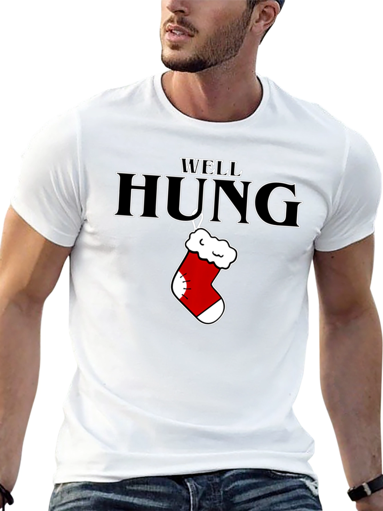 Well Hung Christmas Stocking T-Shirt