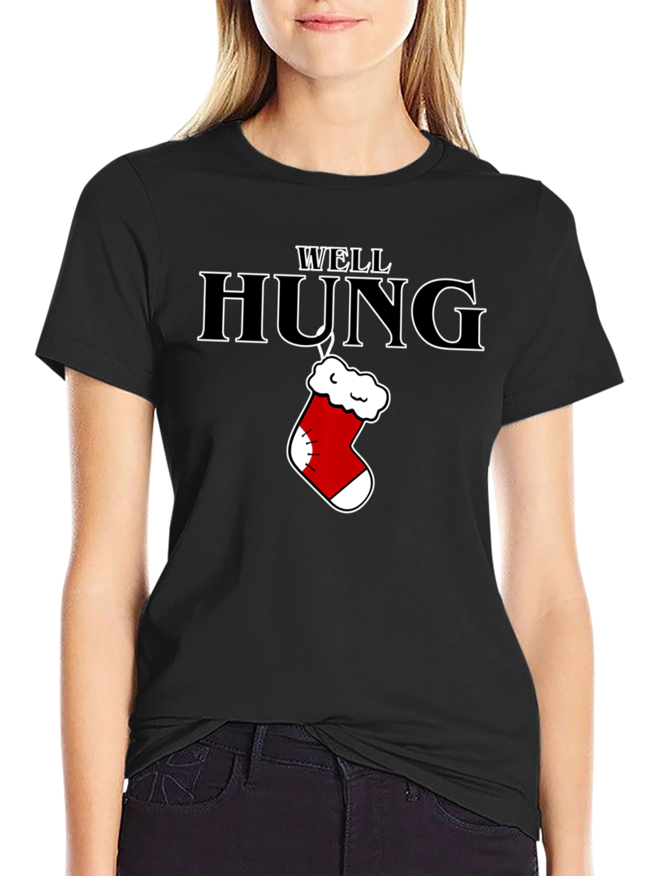 Well Hung Christmas Stocking T-Shirt