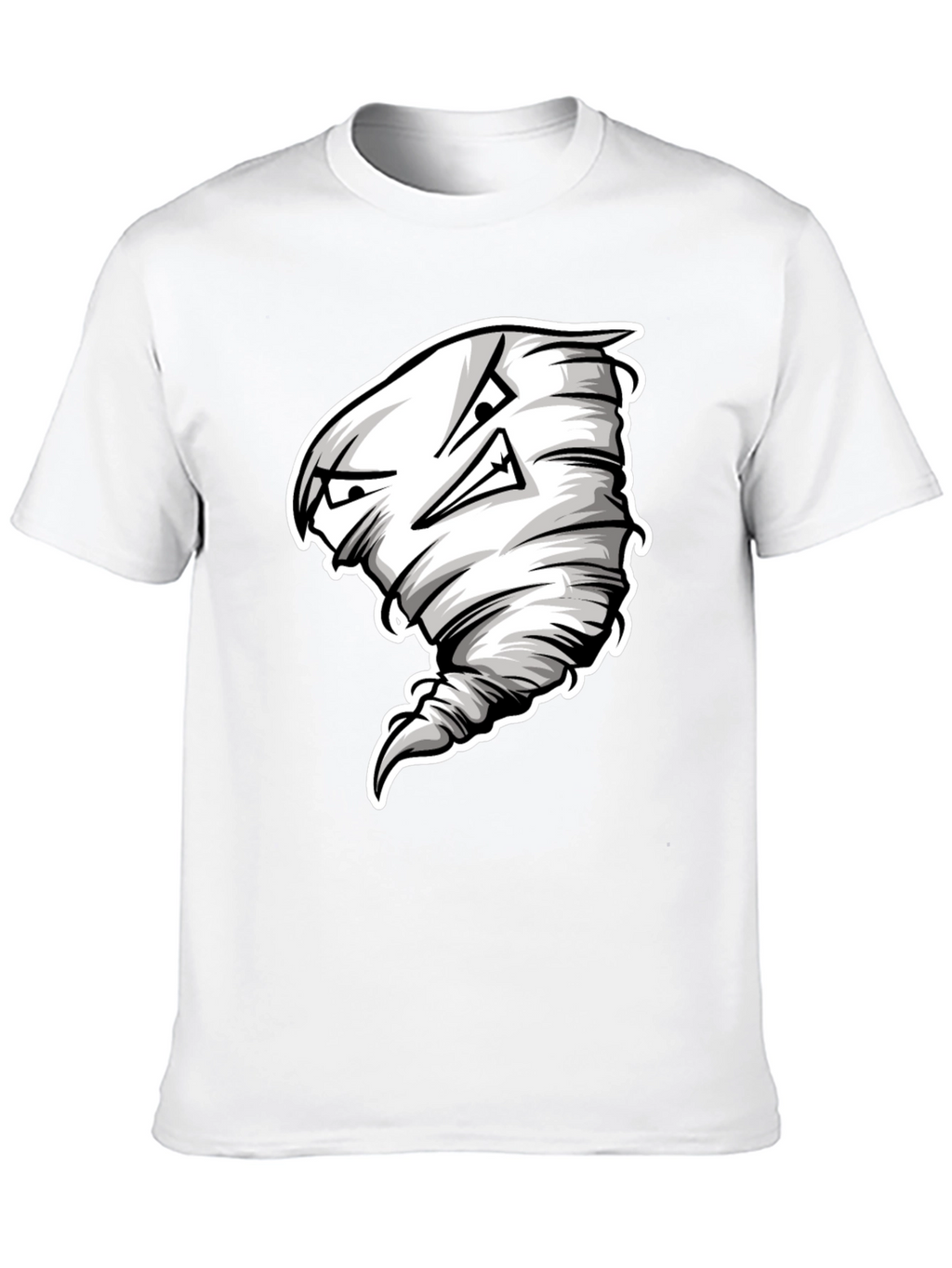 Mens Black T-Shirt with Cartoon Tornado Graphic