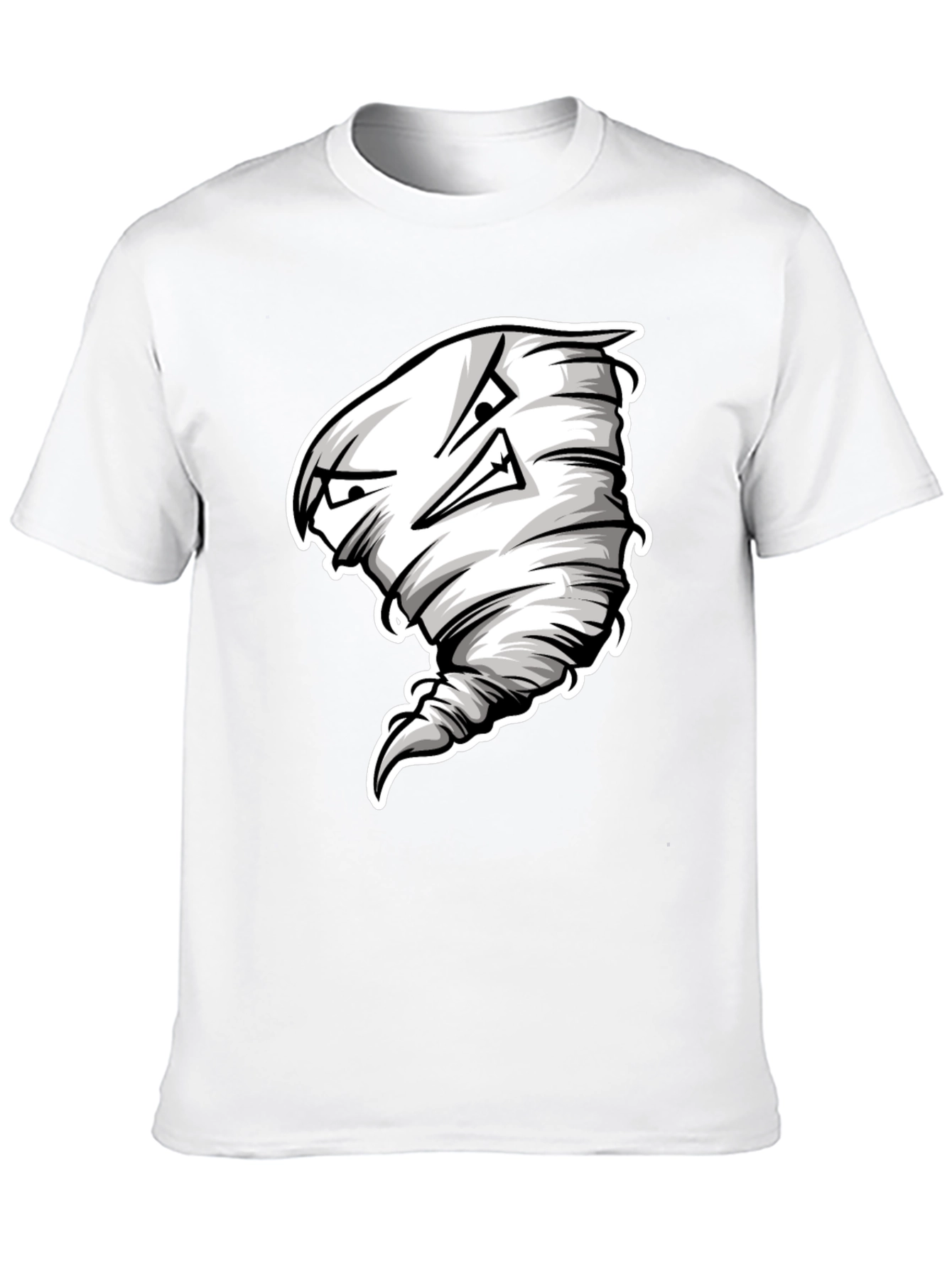 Mens Black T-Shirt with Cartoon Tornado Graphic