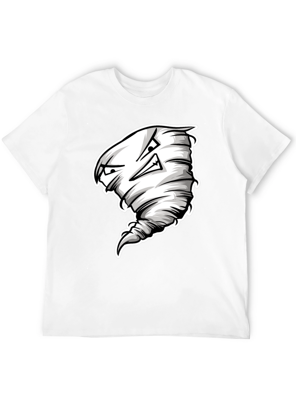 Mens Black T-Shirt with Cartoon Tornado Graphic